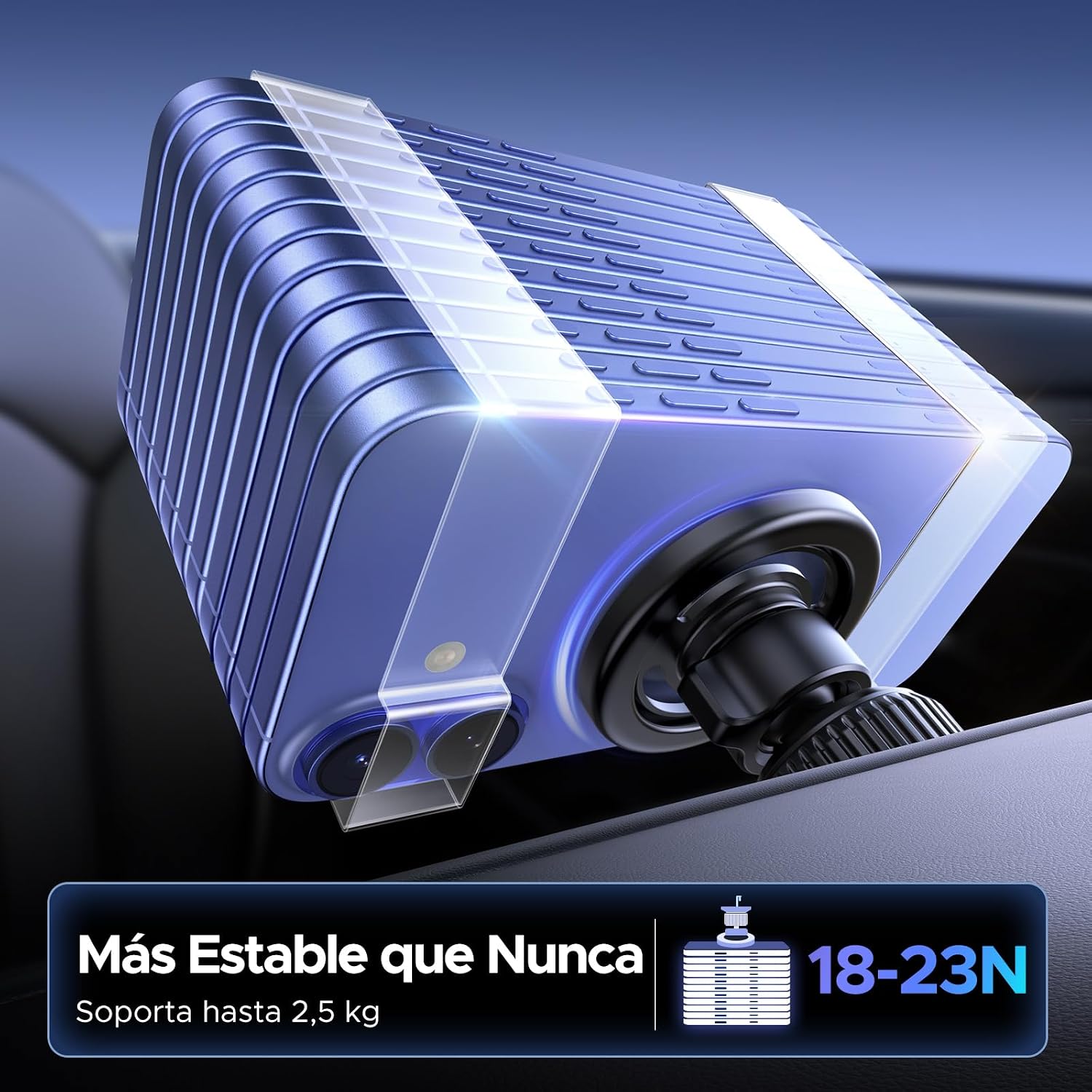 Detalle 2 de UGREEN Soporte Móvil Coche MagSafe 360° Rotación – Ventilación de coche con imanes fuertes y gancho metálico