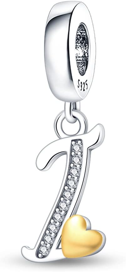 Detalle de TINSLO Bead Charm Argento Sterling 925 Lettere con Zirconia Cubic – Compatibile con Pandora e braccialetti europei