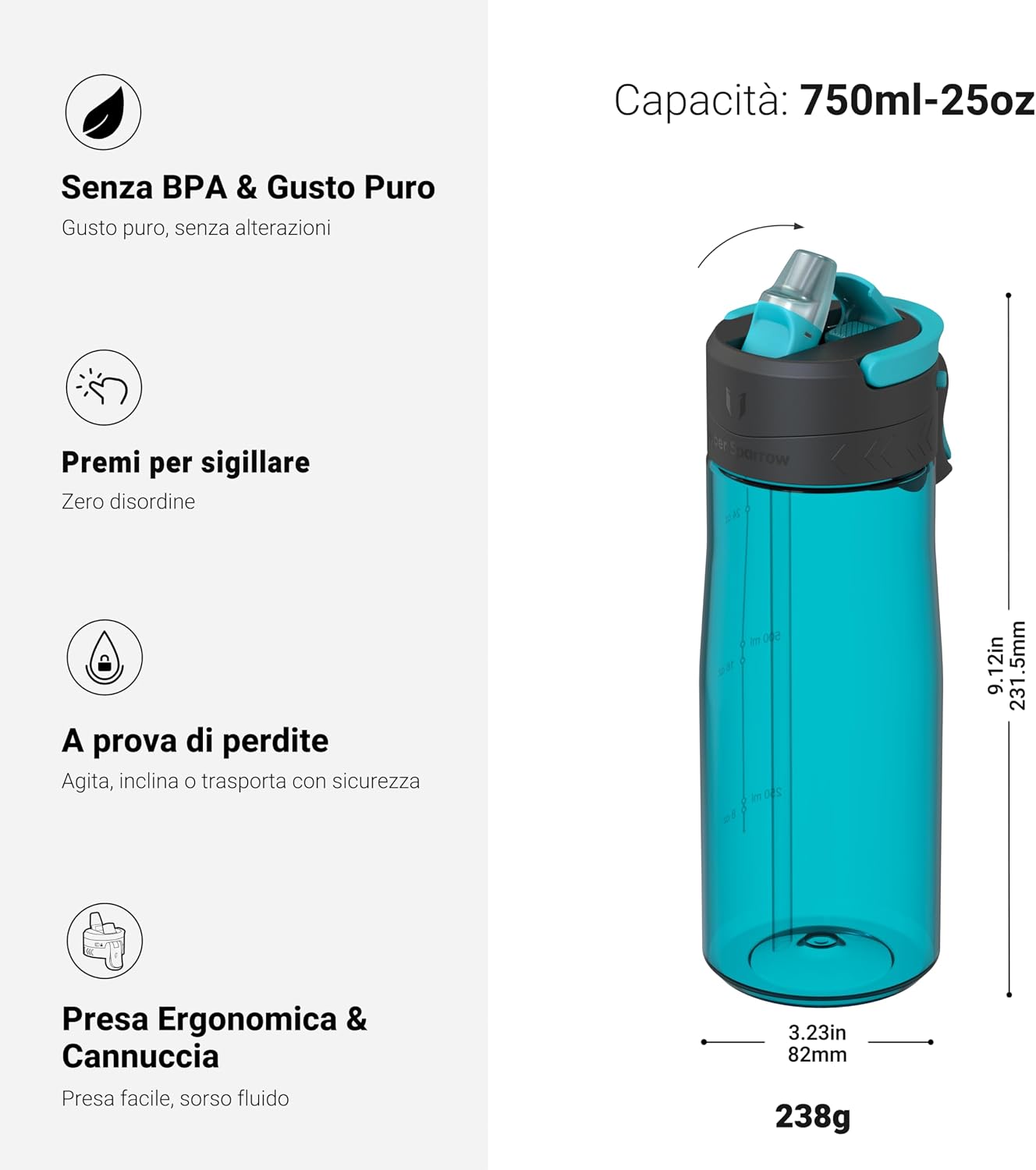 Detalle de Sparrow Borraccia TouchFlow 750ml