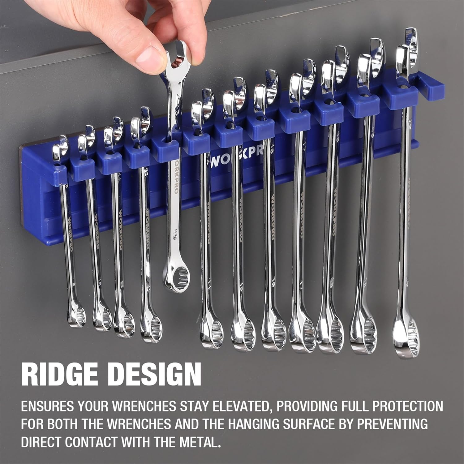 Thumbnail 3 de WORKPRO 12-Slot Magnetic Wrench Organizer Rack (9–20 mm)