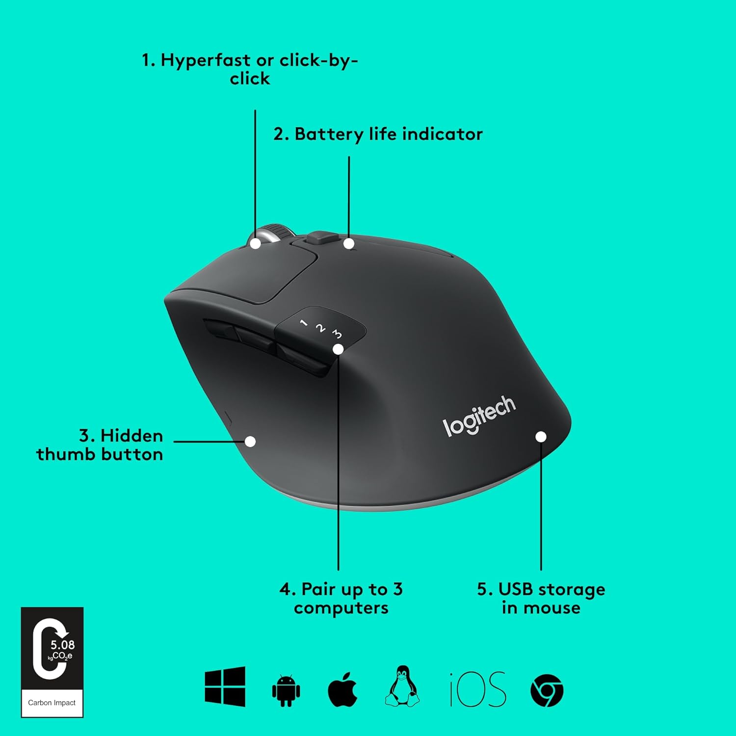 Thumbnail 6 de Logitech M720 Triathlon wireless mouse 1000 DPI