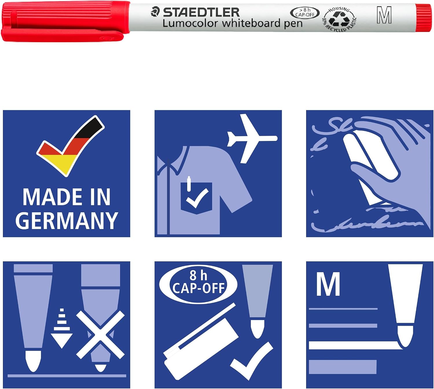 Detalle de STAEDTLER 301-9 Lumocolor Whiteboardstift M-Spitze, 10er-Set, schwarz