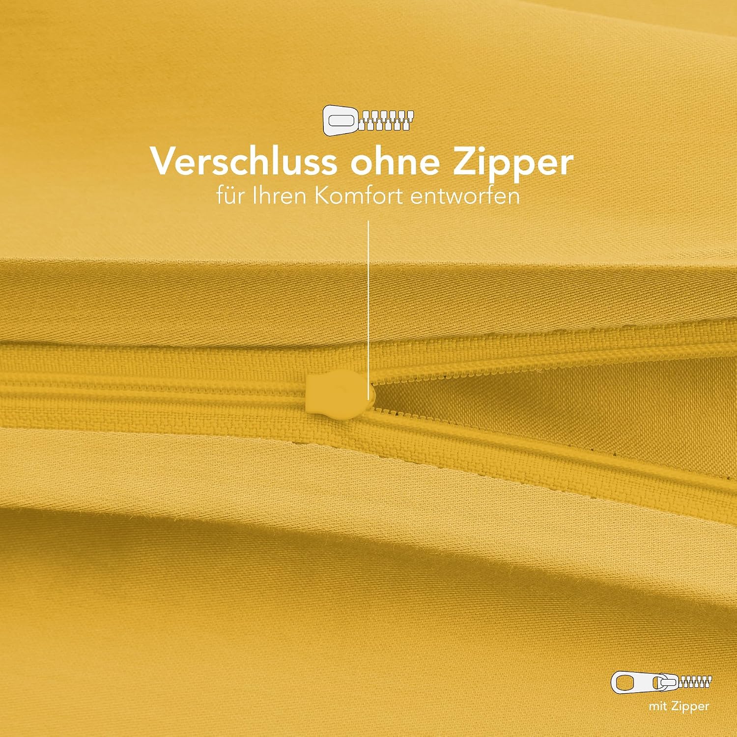 Detalle de Dreamzie Kissenbezug 40x60 (Set mit 2) aus 100% Jersey-Baumwolle – gelb