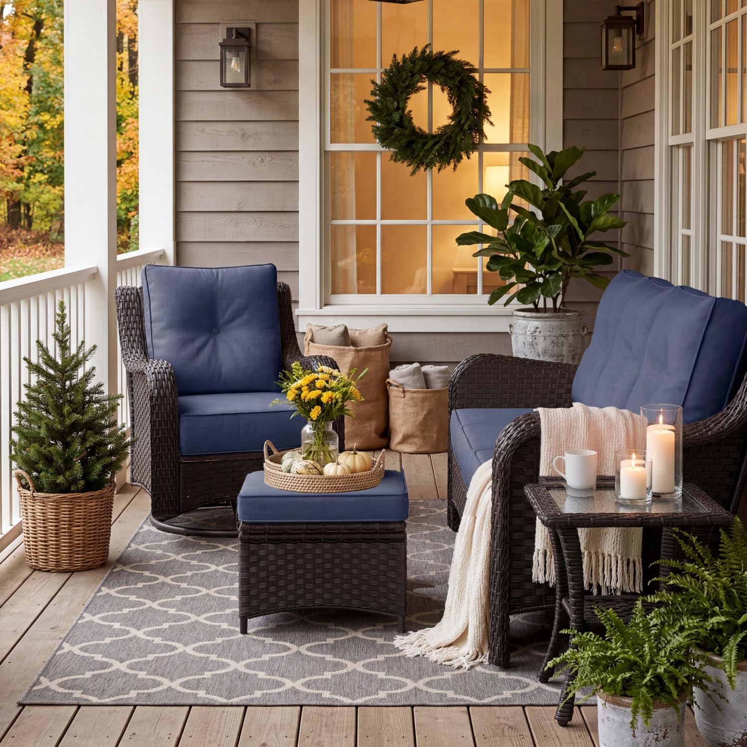 Detalle 2 de LayinSun Wicker Patio Furniture Set with 6-inch Cushions