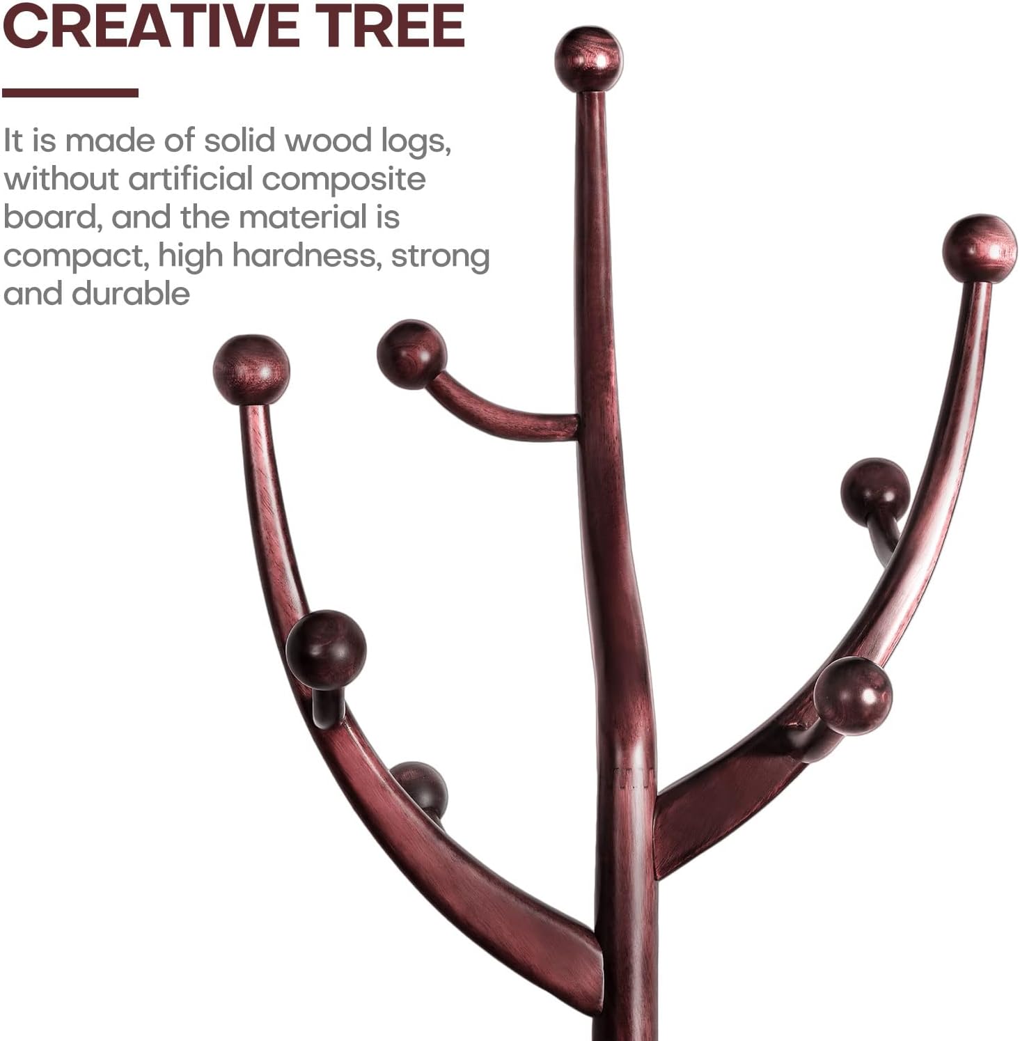 Detalle 1 de Bekrvio Wood Coat Rack in Wine Red
