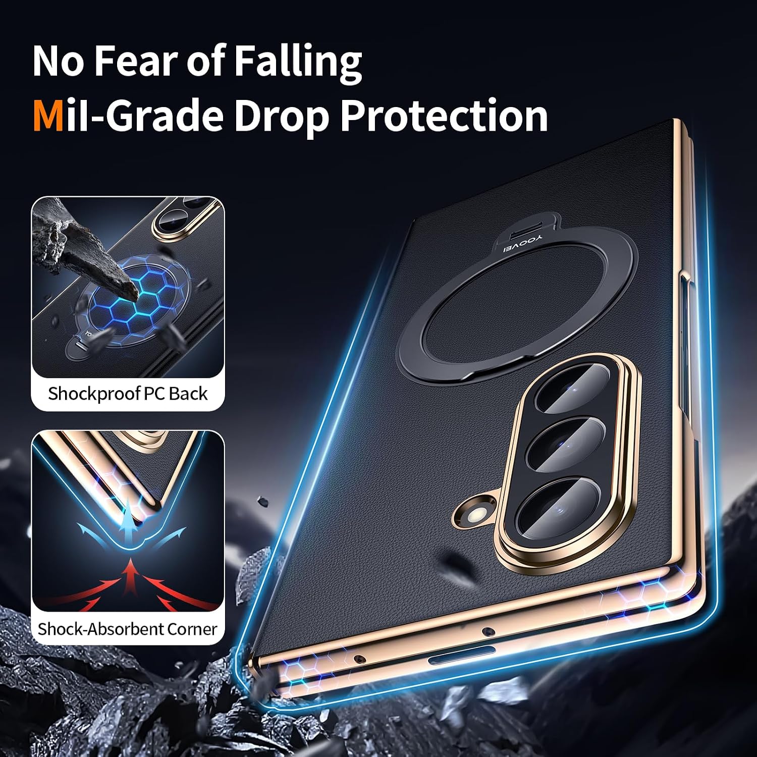 Thumbnail 5 de YOOVEI Samsung Galaxy Z Fold 7 leather case with hinge protection