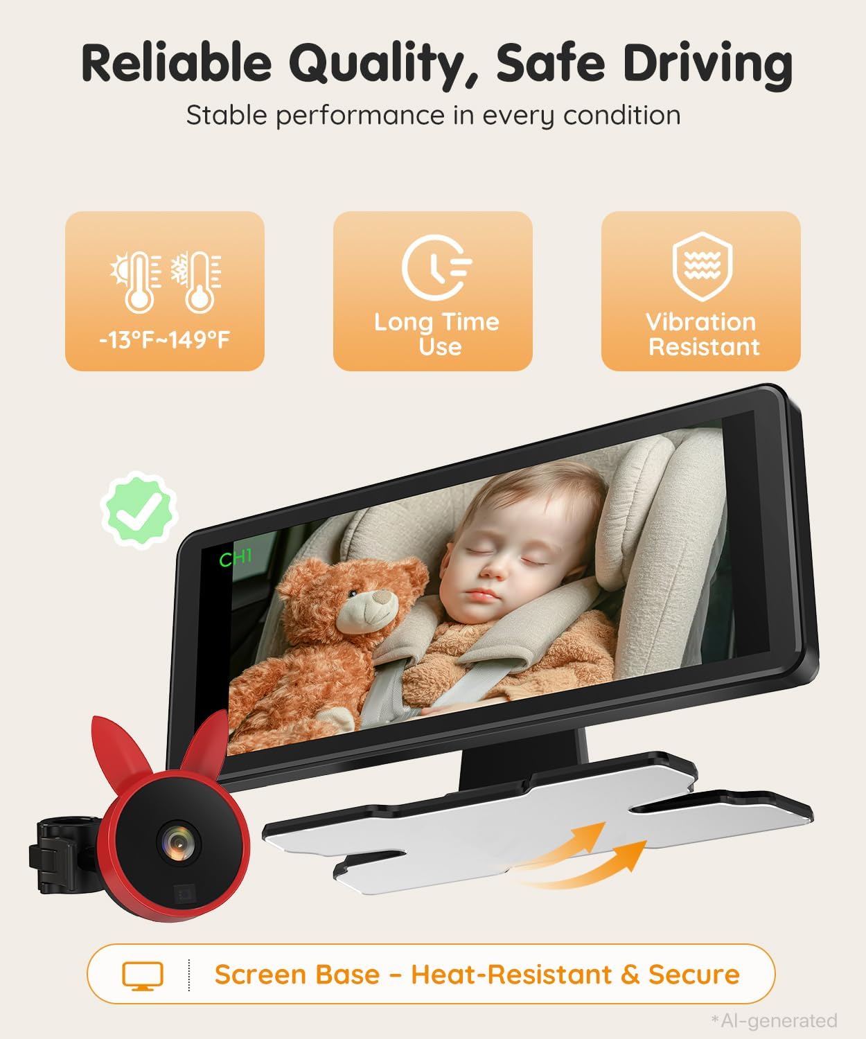 Thumbnail 6 de Babyvue BV3 PRO Dual Baby Car Camera, 7.2-Inch 1080P Split Screen