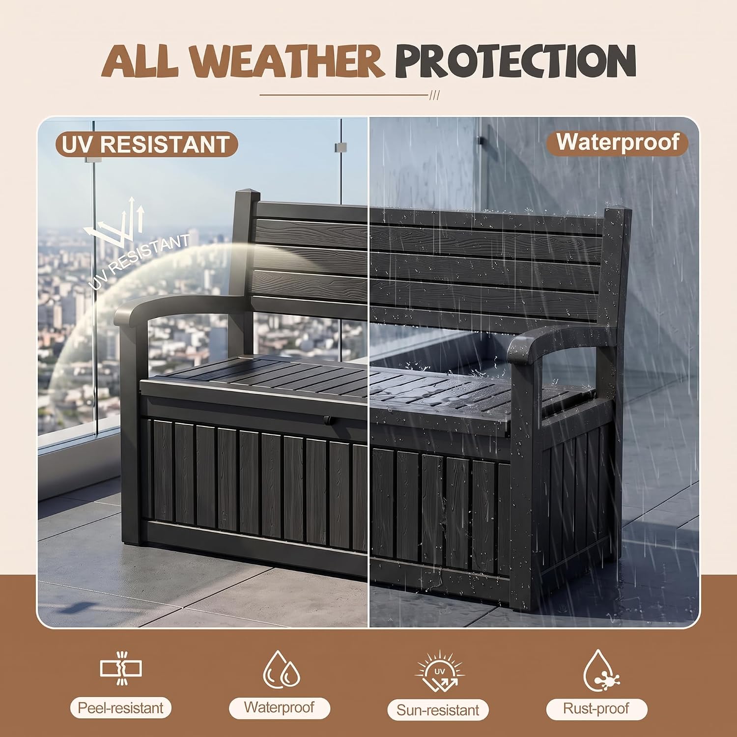 Detalle de EFU Outdoor Storage Bench 120 Gallon