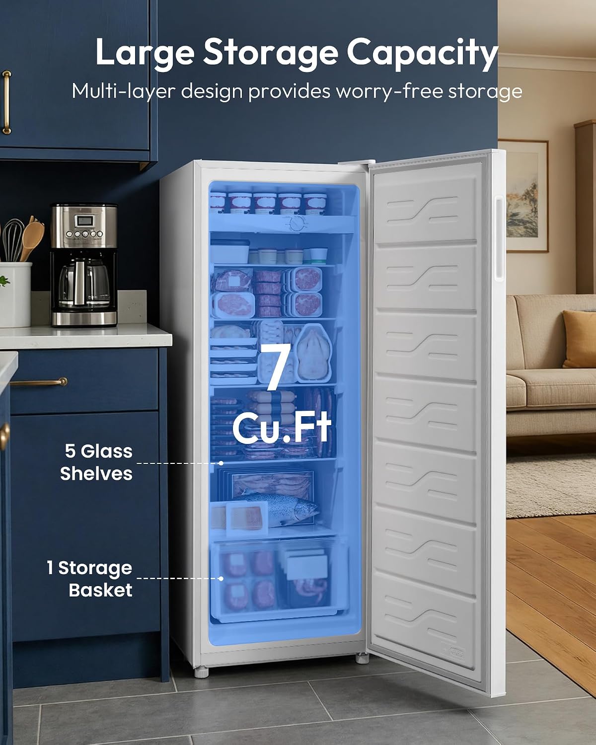 Detalle de ICEVIVAL UF003-68 7 cu. ft. Convertible Upright Freezer with 5 Shelves