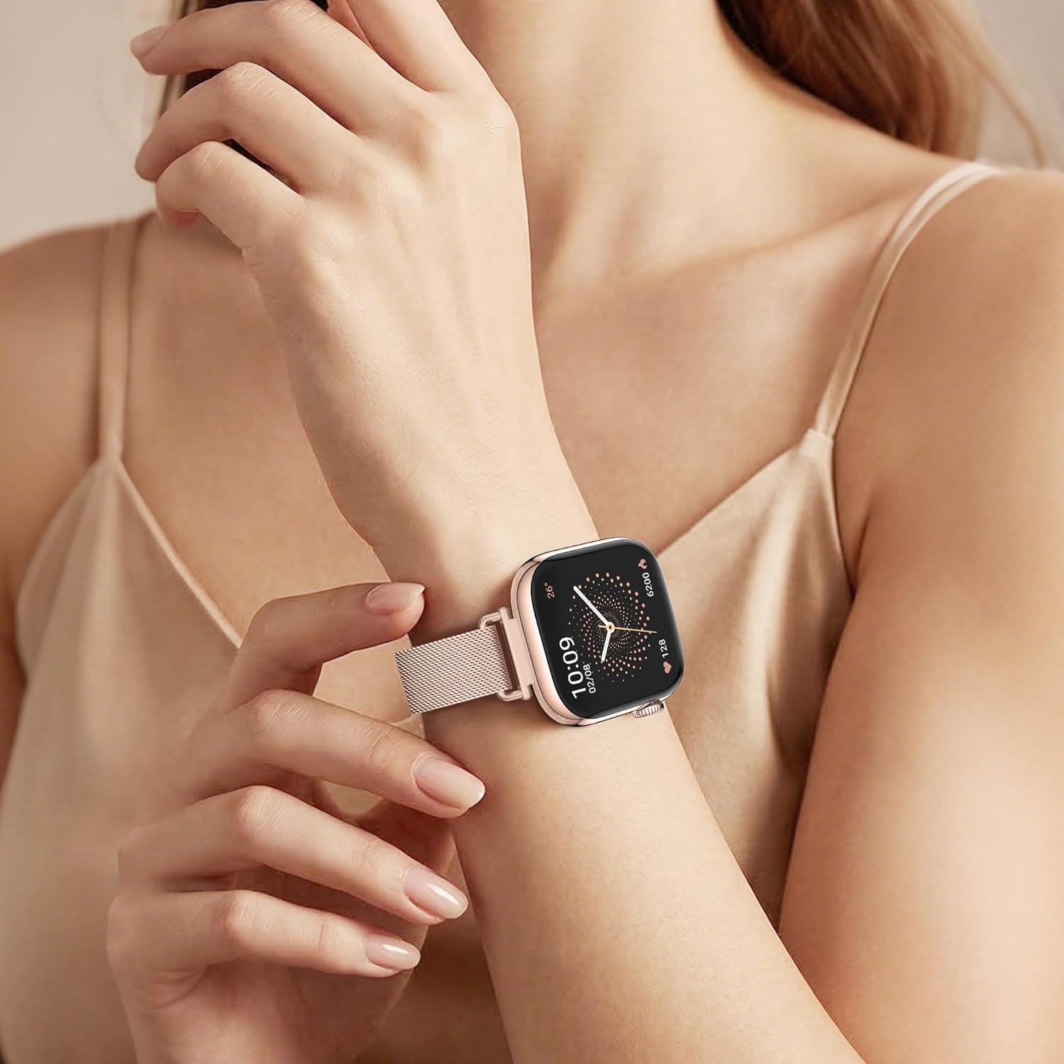 Detalle de WADELIZ Ultra-Slim Milanese Loop: 14mm Magnetic Mesh Band for Apple Watch (Women)