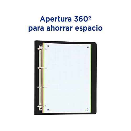 Detalle de Oxford Live & Go: Archivador 4 Anillas Polyfoam A4+ con Recambio, Pizarra Extraíble y Juego de Bandas de Colores