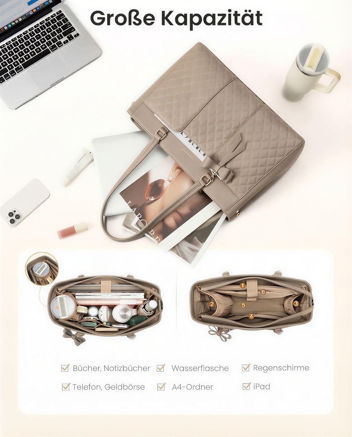 Thumbnail 3 de LOVEVOOK Damen-Handtasche groß: Laptoptasche & Shopper für Büro, Uni und Schule