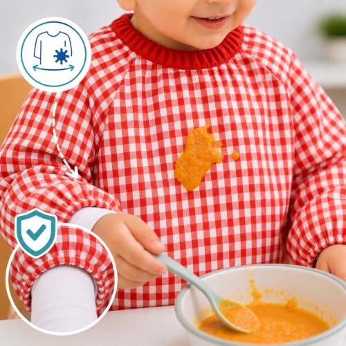 Detalle de HOMYBABY Babi Escolar Infantil 4-5 años (110 cm): bata unisex con puños elásticos, bolsillo central y diseño cómodo