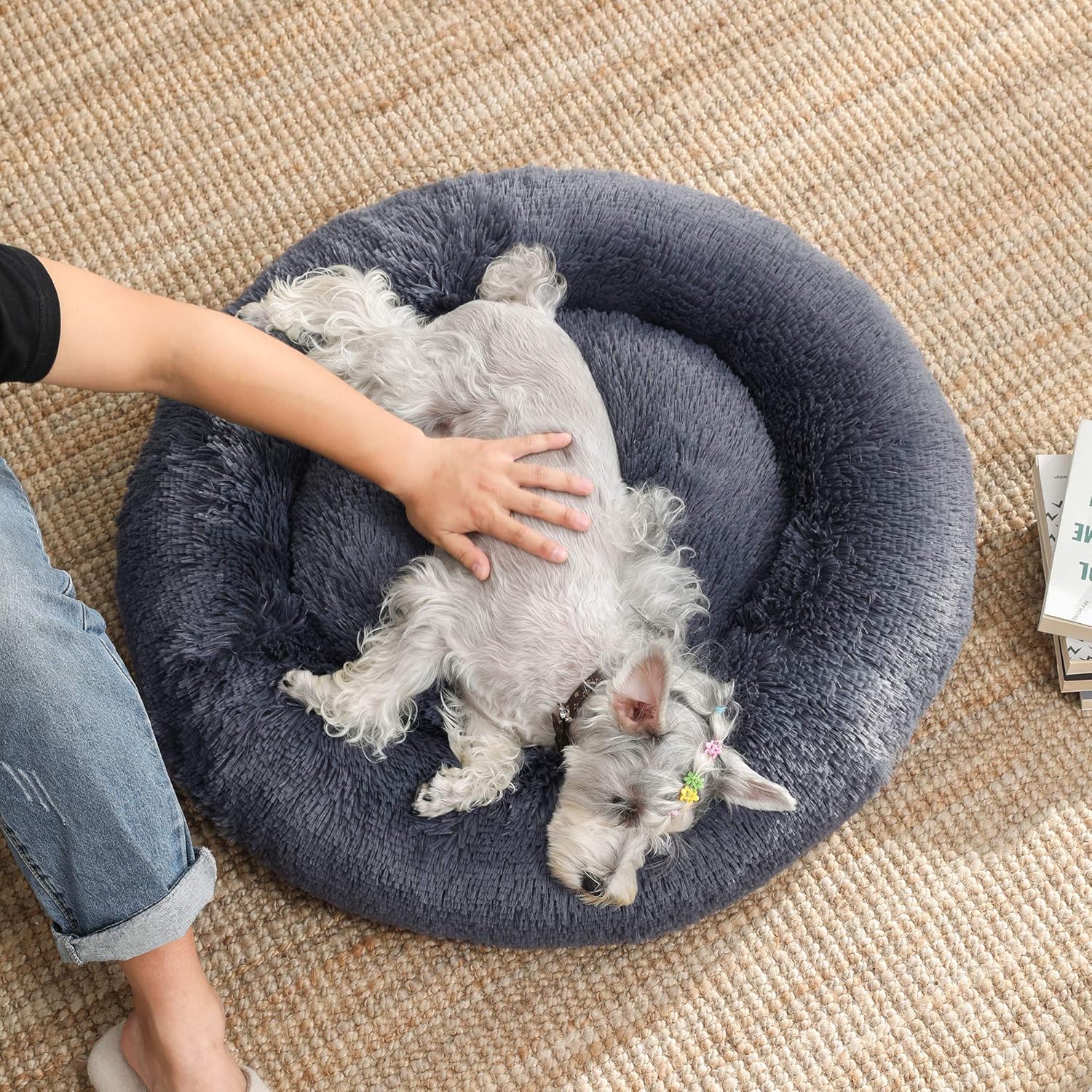 Thumbnail 2 de Feandrea Dog Bed, Donut Cat Bed (70 cm) – Fluffy Calming Bed with Washable Cover