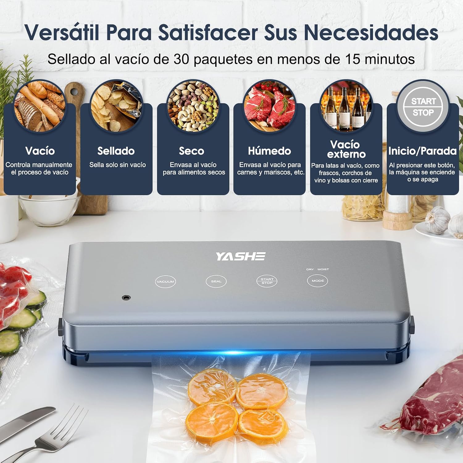 Detalle 2 de YASHE Envasadora al Vacío 5 en 1 para Cocina