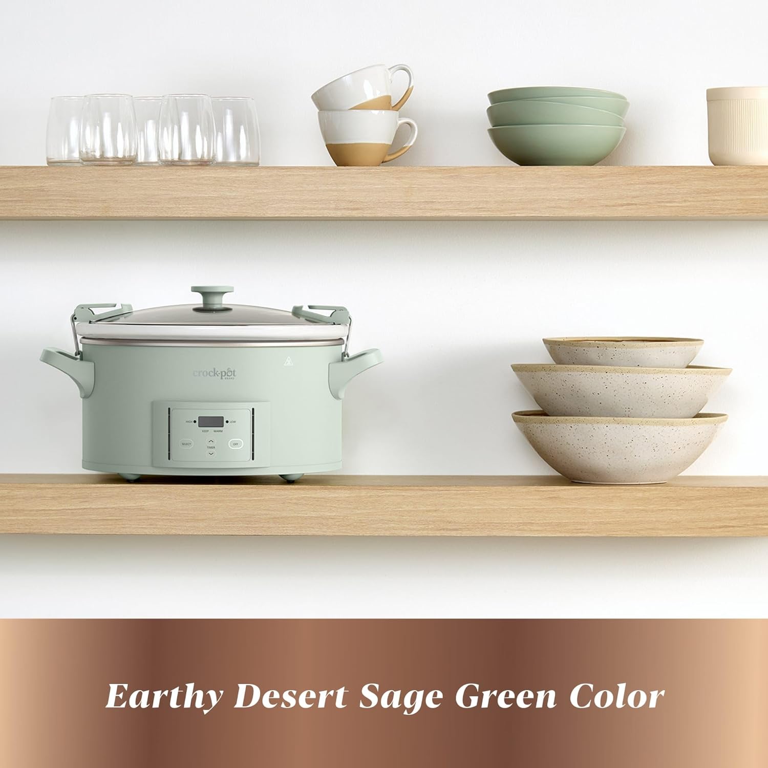 Detalle de Crock-Pot Design Series 7-Quart Programmable Slow Cooker, Desert Sage Green