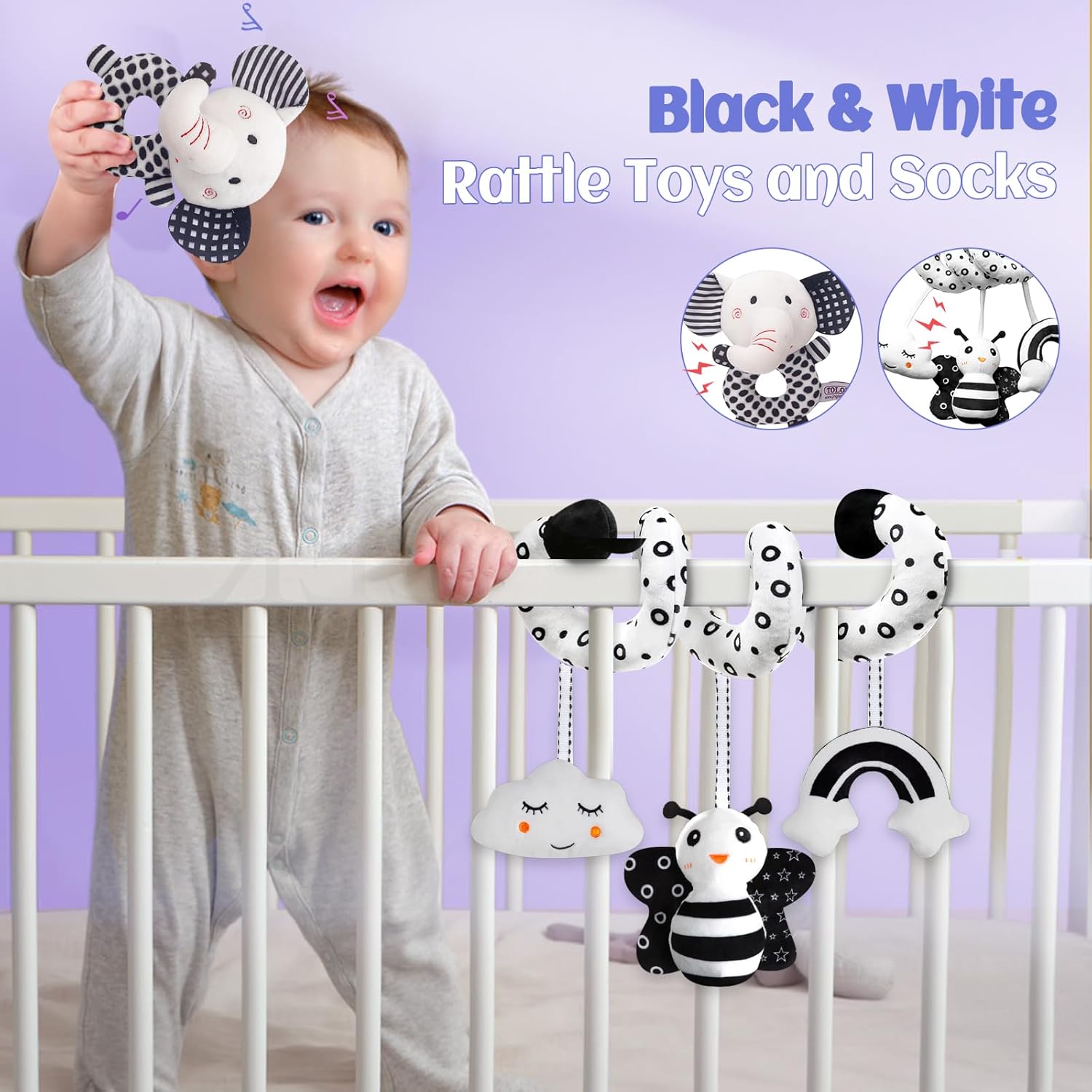 Thumbnail 2 de Starrykids Black & White Baby Sensory Toys: High-Contrast Set for Newborns