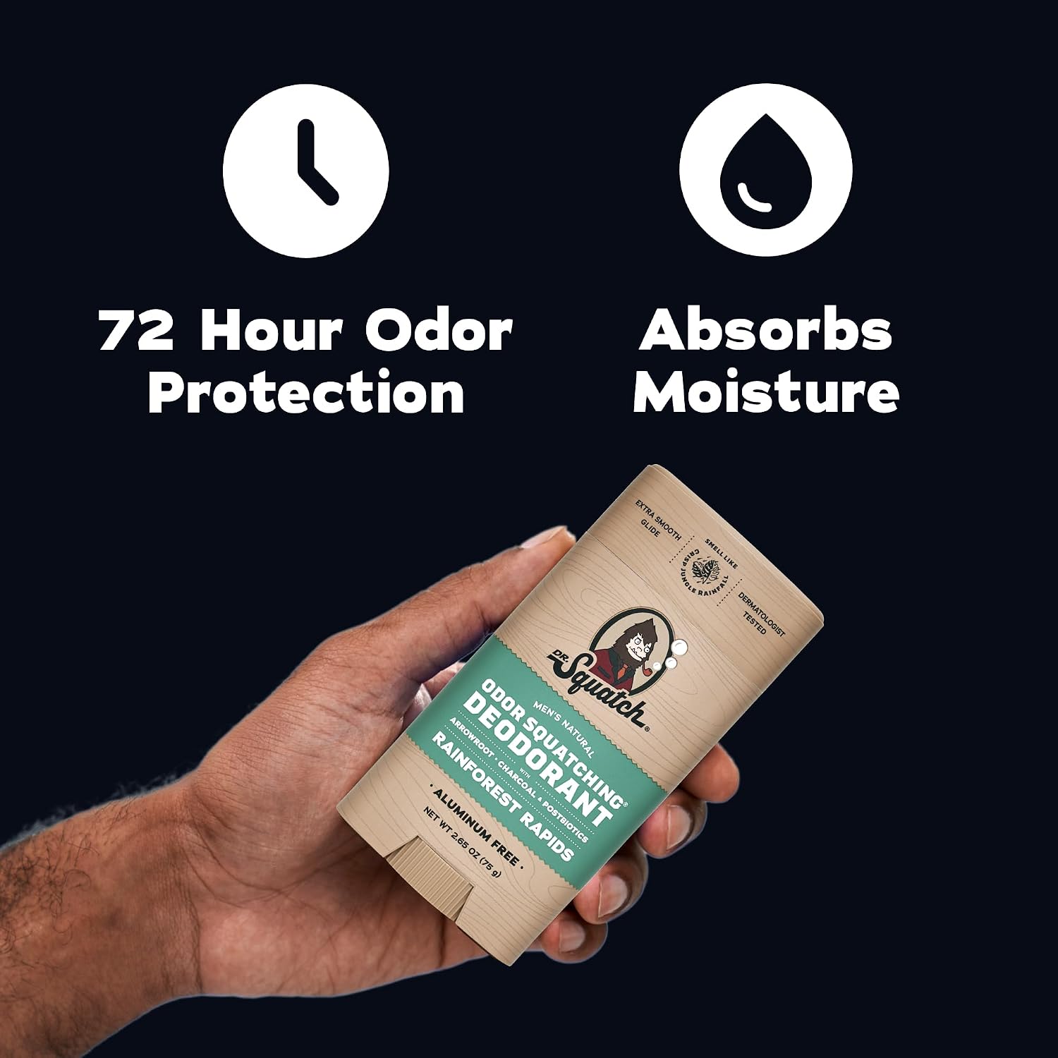 Detalle de Dr. Squatch Natural Men’s Deodorant – Aluminum Free Rainforest Rapids 3-Pack (2.65 oz Sticks)