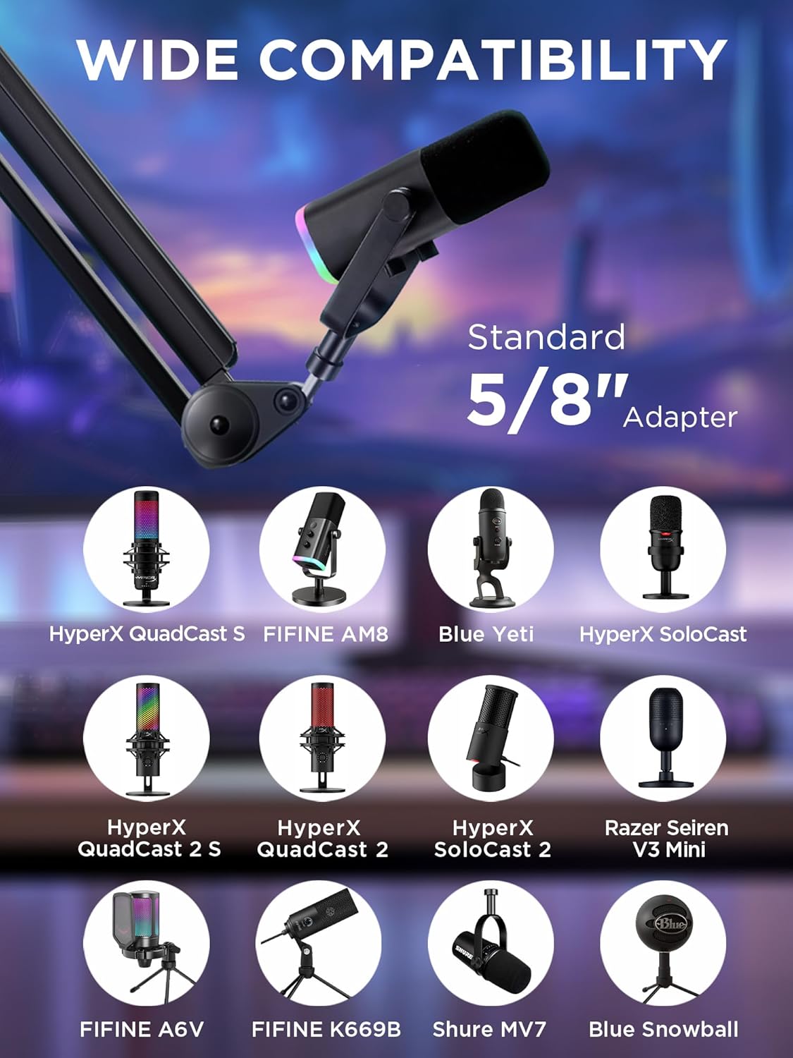 Detalle 2 de InnoGear Mic Boom Arm Microphone Stand with Cable Management Channels