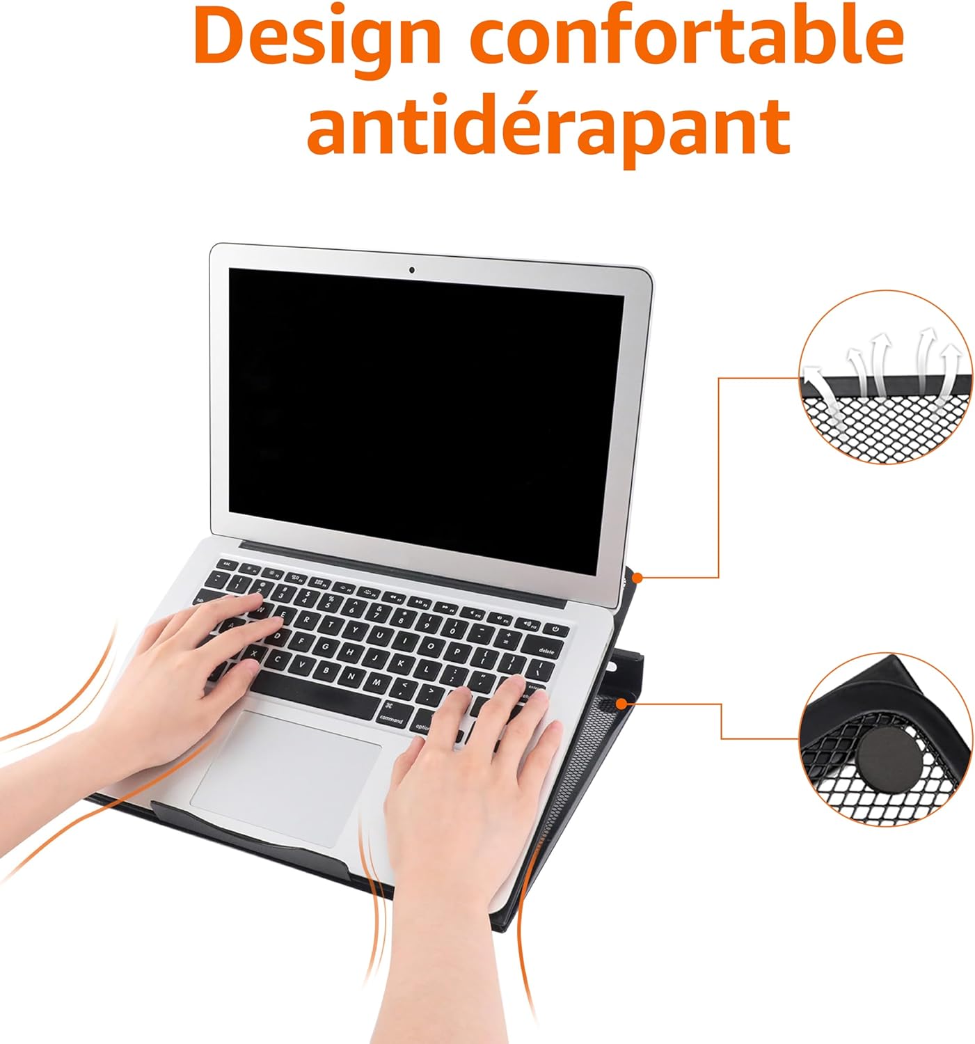 Thumbnail 1 de Support d’ordinateur portable réglable ergonomique et ventilé Amazon Basics jusqu’à 17,3 pouces (noir)