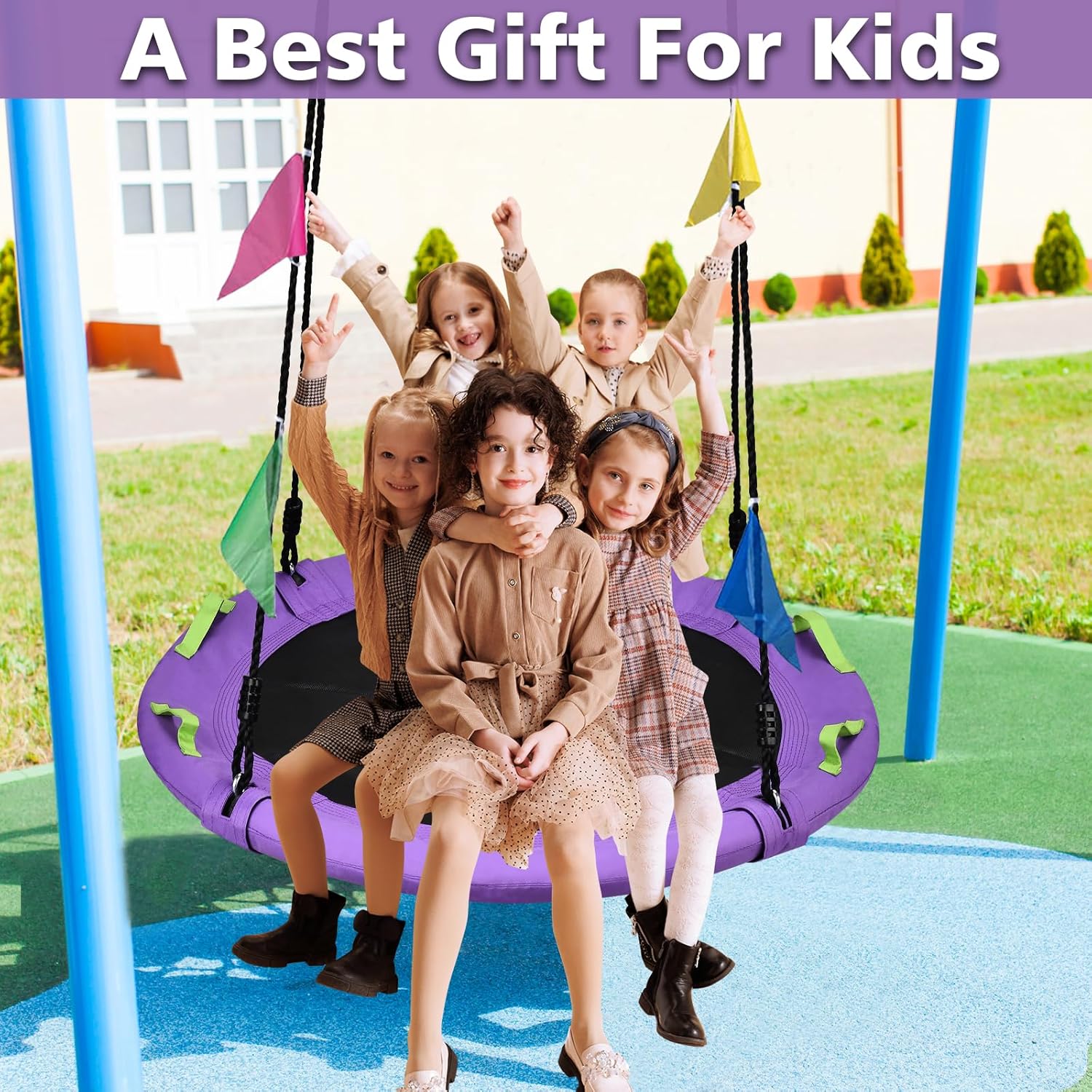 Thumbnail 3 de Heyzoo 48-Inch Tree Swing: Large Saucer Flying Swing for the Whole Family