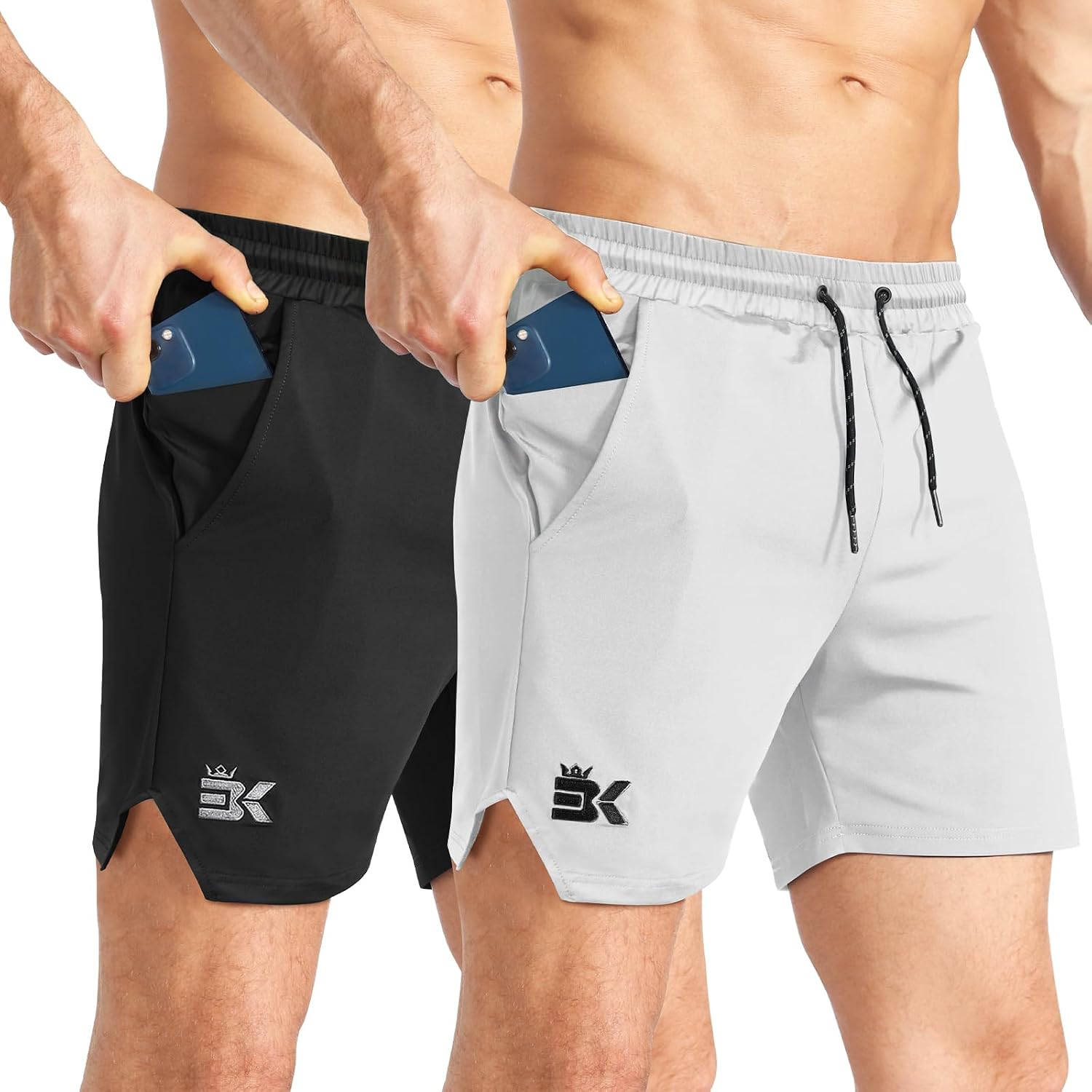Detalle de BROKIG Men's 5-Inch Lightweight Gym Shorts with Zip Pocket