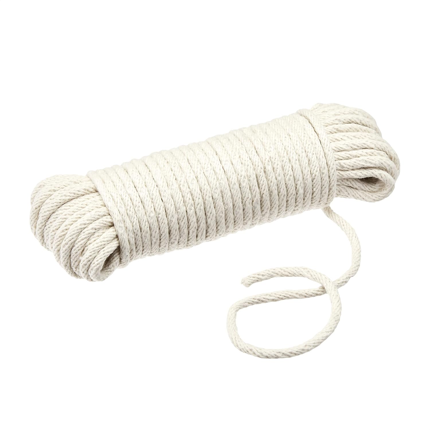 Detalle de Amazon Basics Geflochtenes Seil aus natürlicher Baumwolle – 4,5 mm × 15 m, Creme