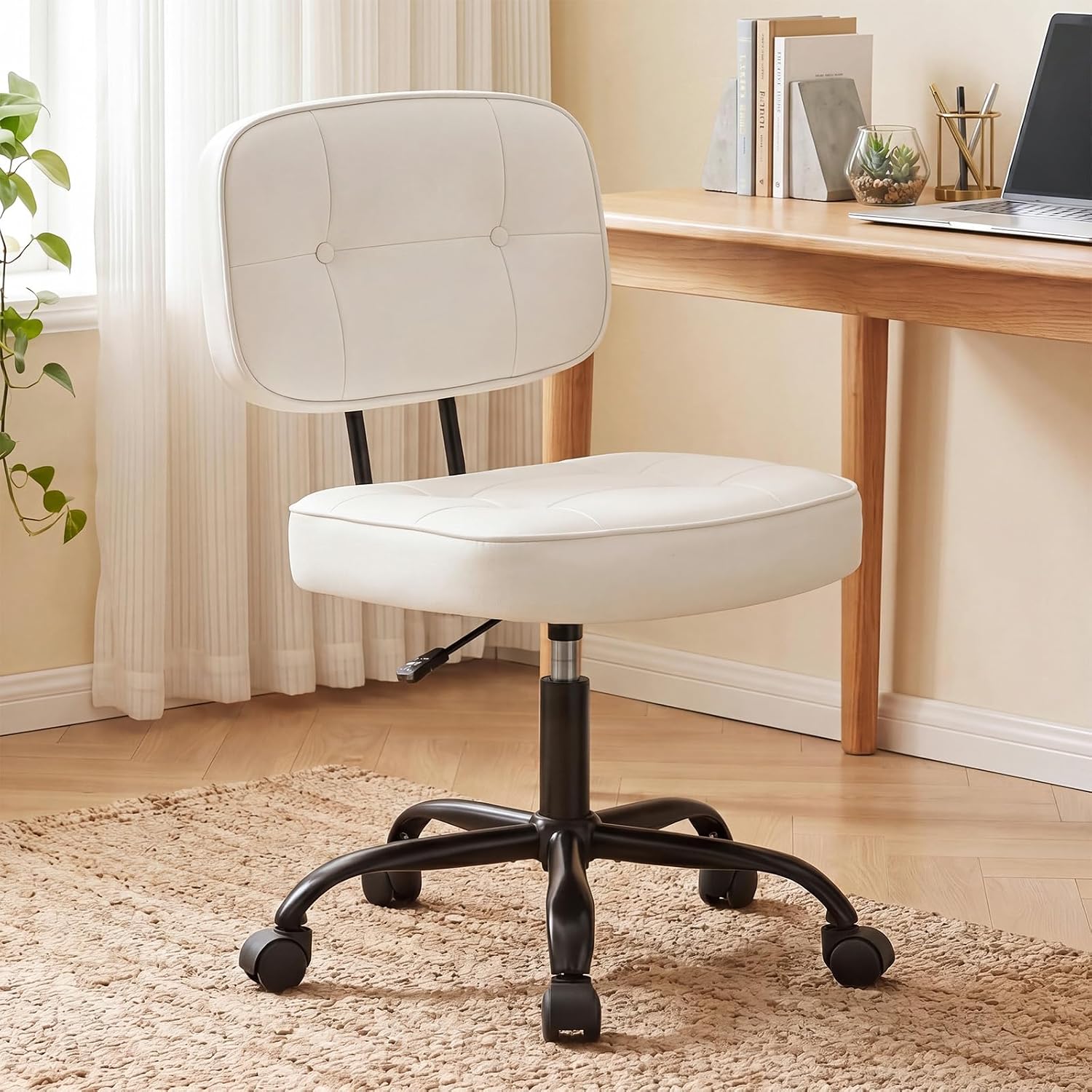 Detalle de DUMOS Armless Office Chair in PU Leather