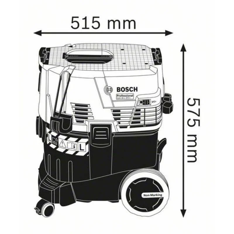 Detalle de Aspiradora Industrial Bosch GAS 35 L SFC+ Professional 1200W: seca y húmeda, 35 L