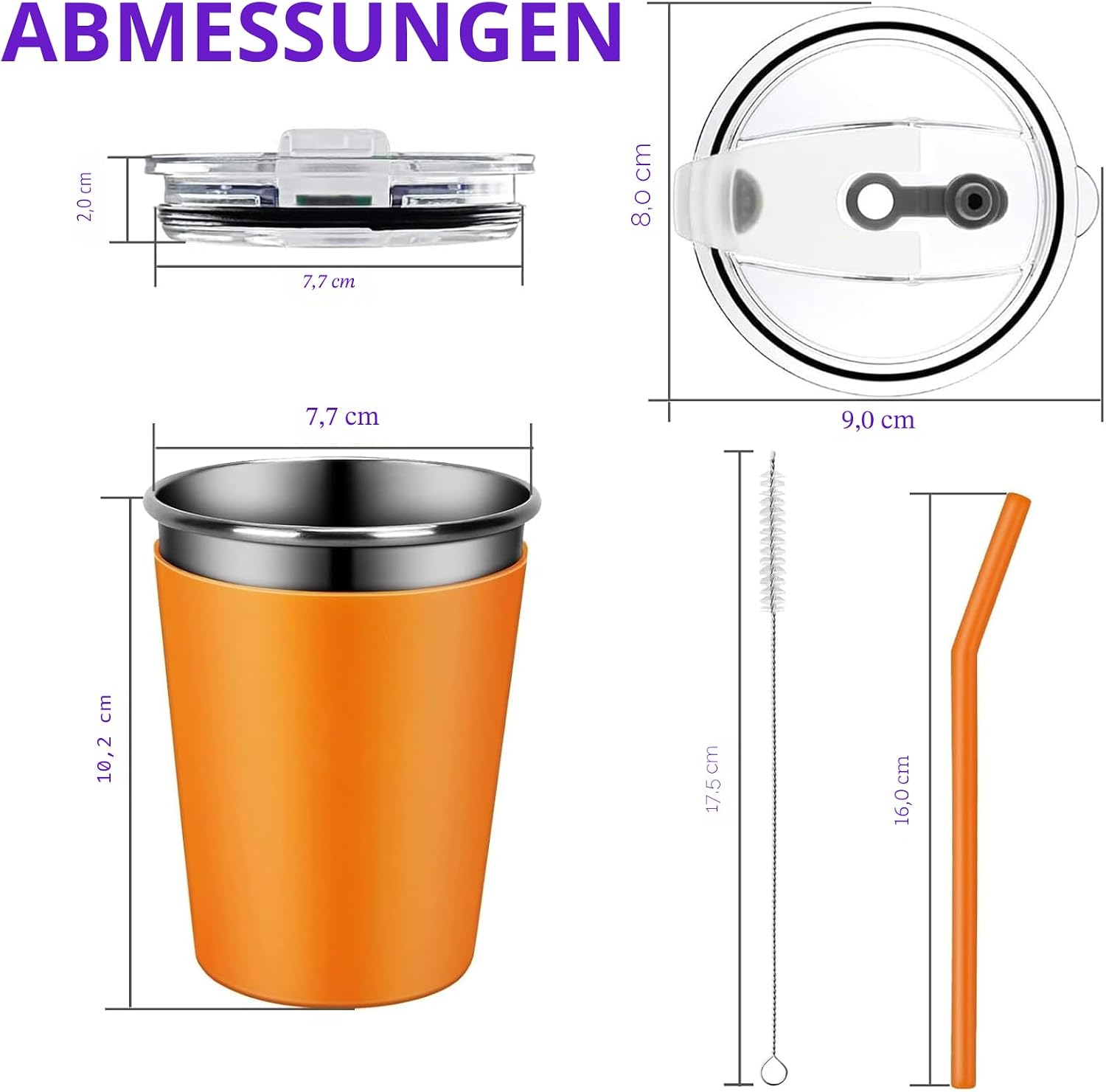 Detalle 2 de Hikrxya Edelstahl Trinkbecher 350 ml 5 Stück
