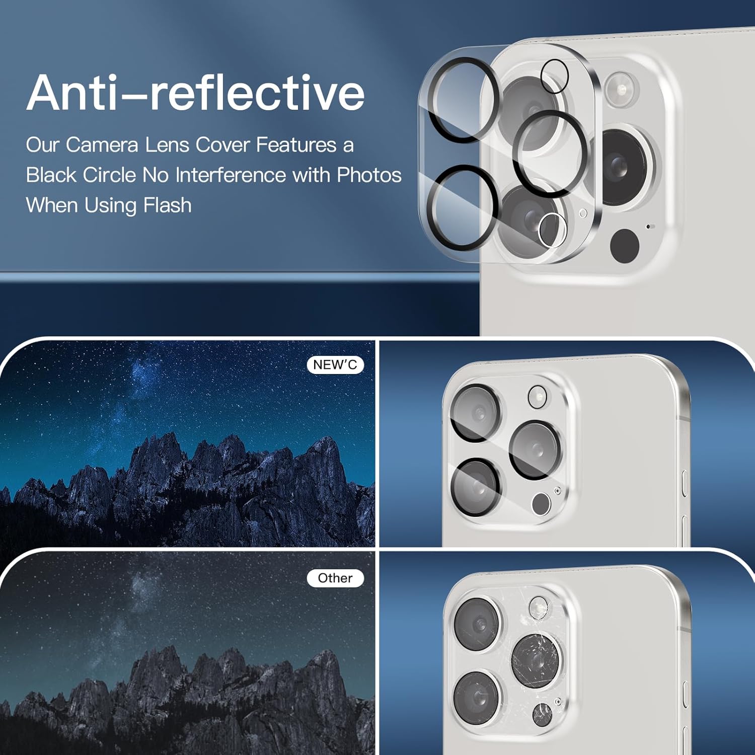 Thumbnail 6 de NEW’C 3x Privacy Tempered Glass Screen Protectors + 3x Camera Lens Protectors for iPhone 15 Pro Max (6.7")