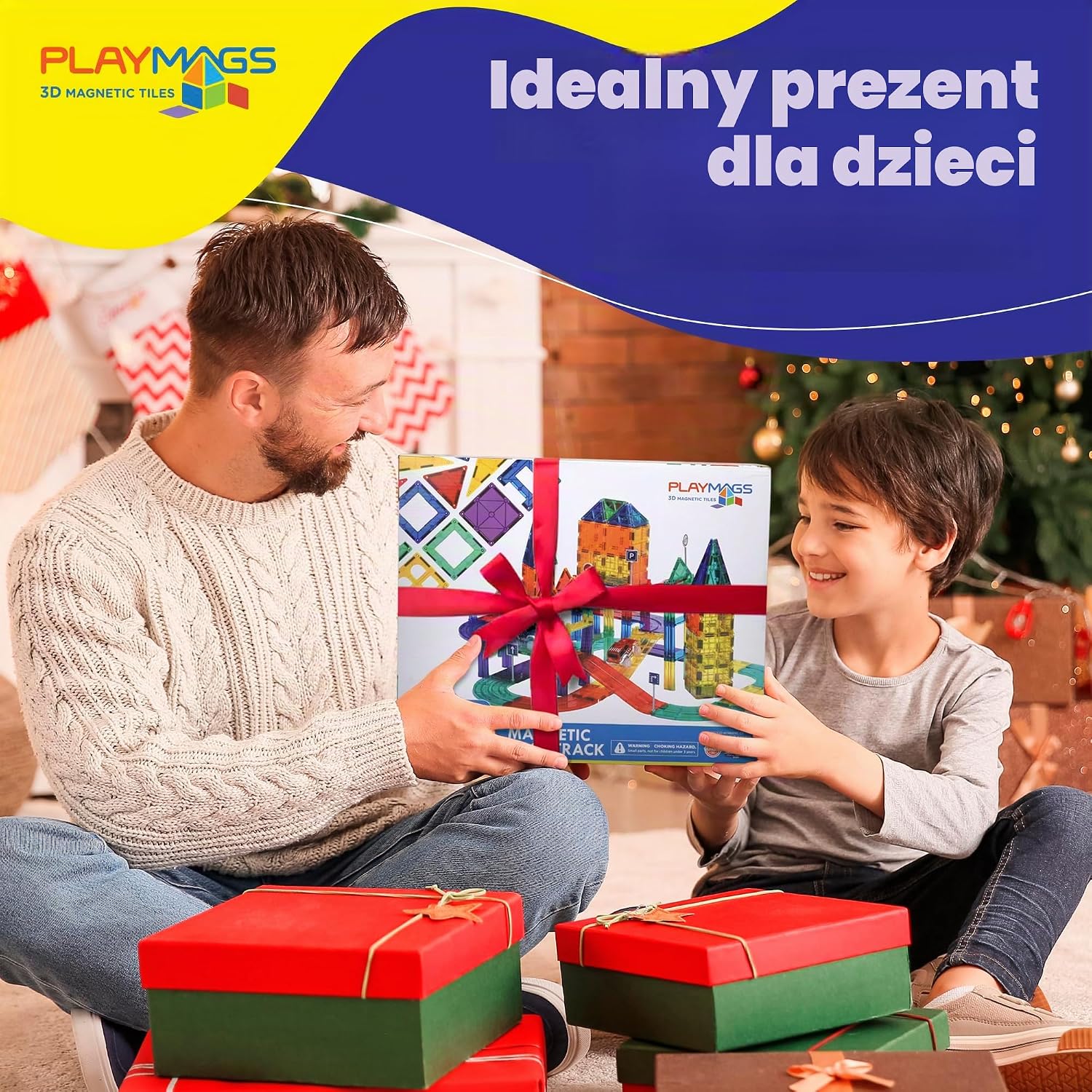 Detalle 1 de Playmags 182 – zestaw 200 płytek magnetycznych z torem i 2 samochodami