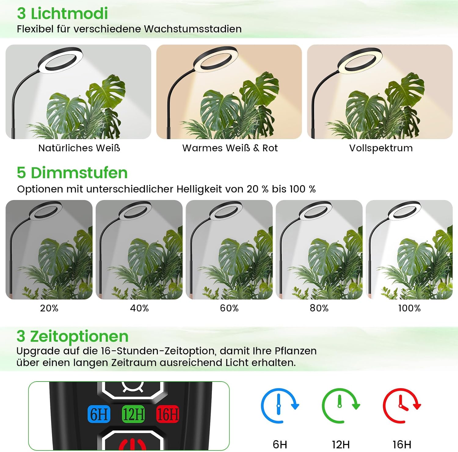 Detalle de Dhapy Pflanzenlampe 80 LEDs 🌱