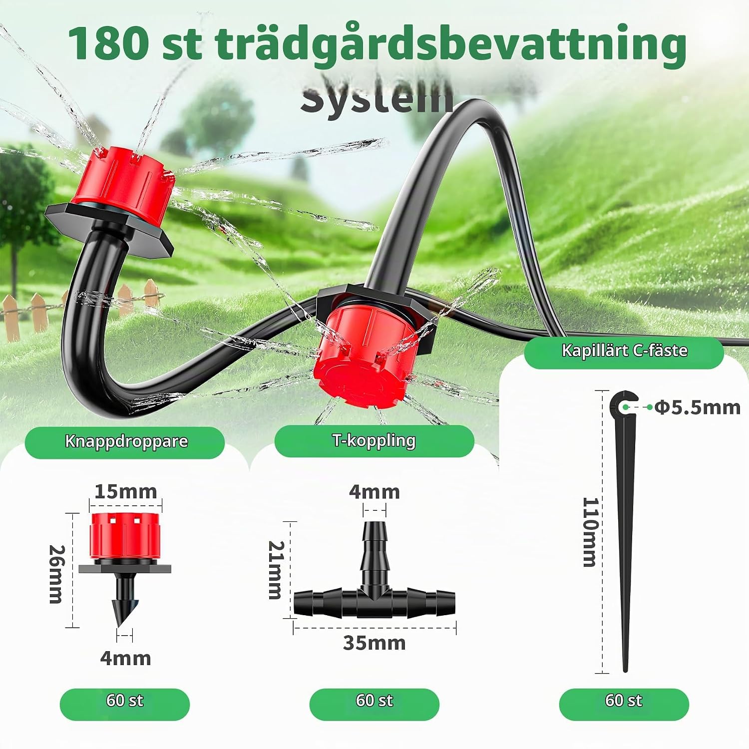 Detalle de Forever Speed 180PCS droppbevattningsset med 60 justerbara droppmunstycken