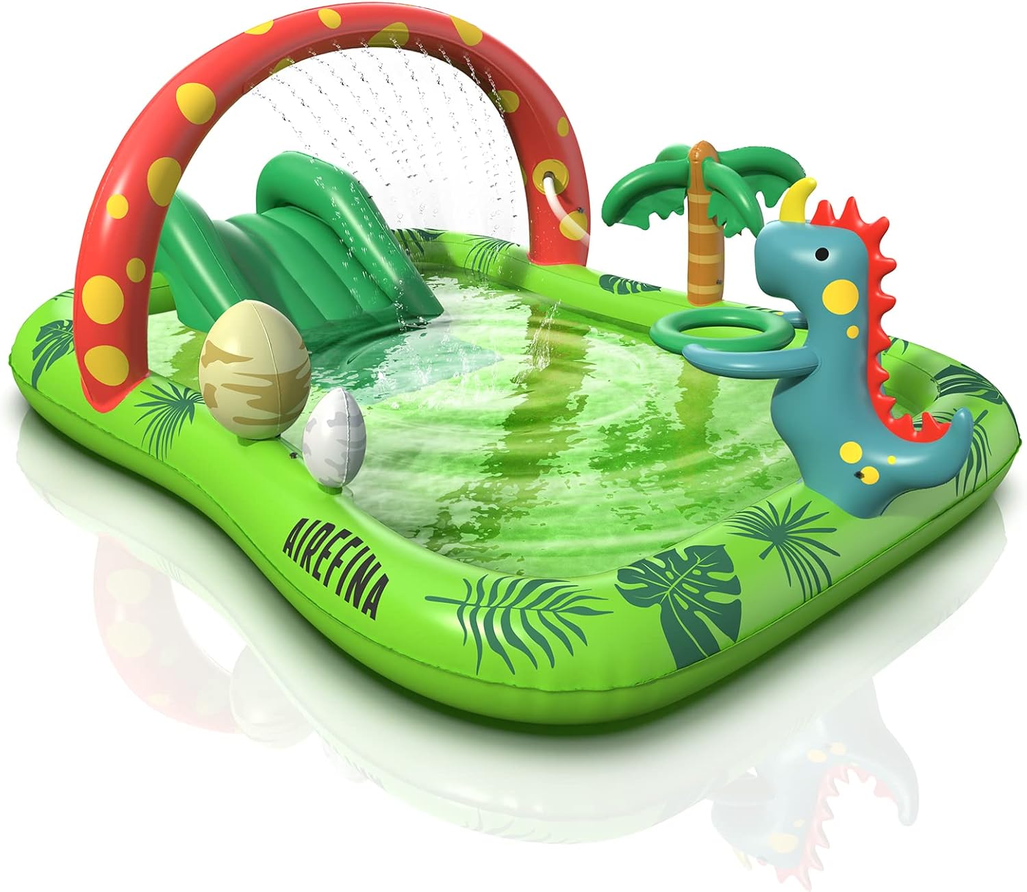 Detalle de Airefina Dino Planet Inflatable Kids Pool with Water Slide