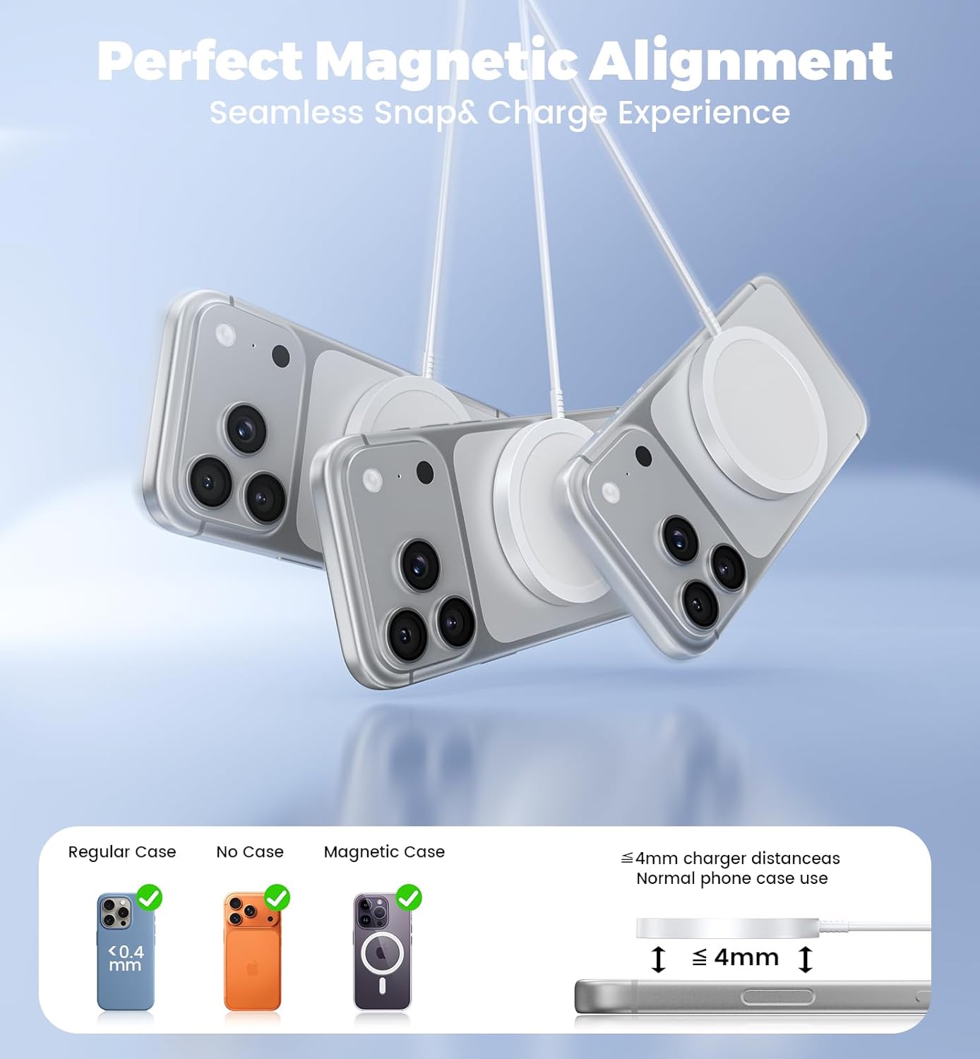 Detalle 2 de Magnetic Wireless Charger for MagSafe – Fast Charging Wireless Pad for iPhone 17/16/15/14/13/12 & AirPods