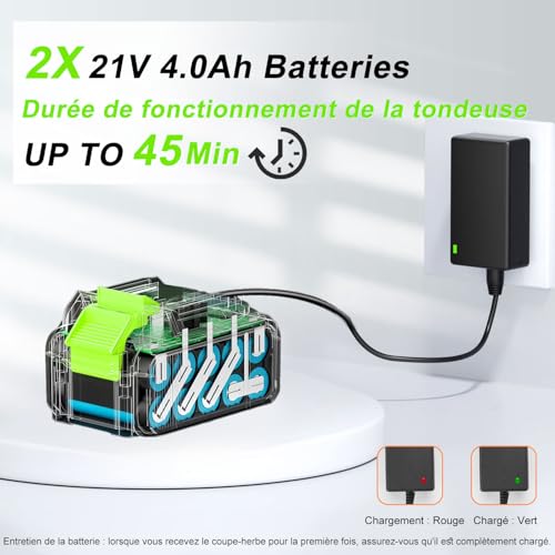 Detalle 2 de Oumeiu débroussailleuse sans fil 21 V, 2 batteries 4,0 Ah et tête orientable