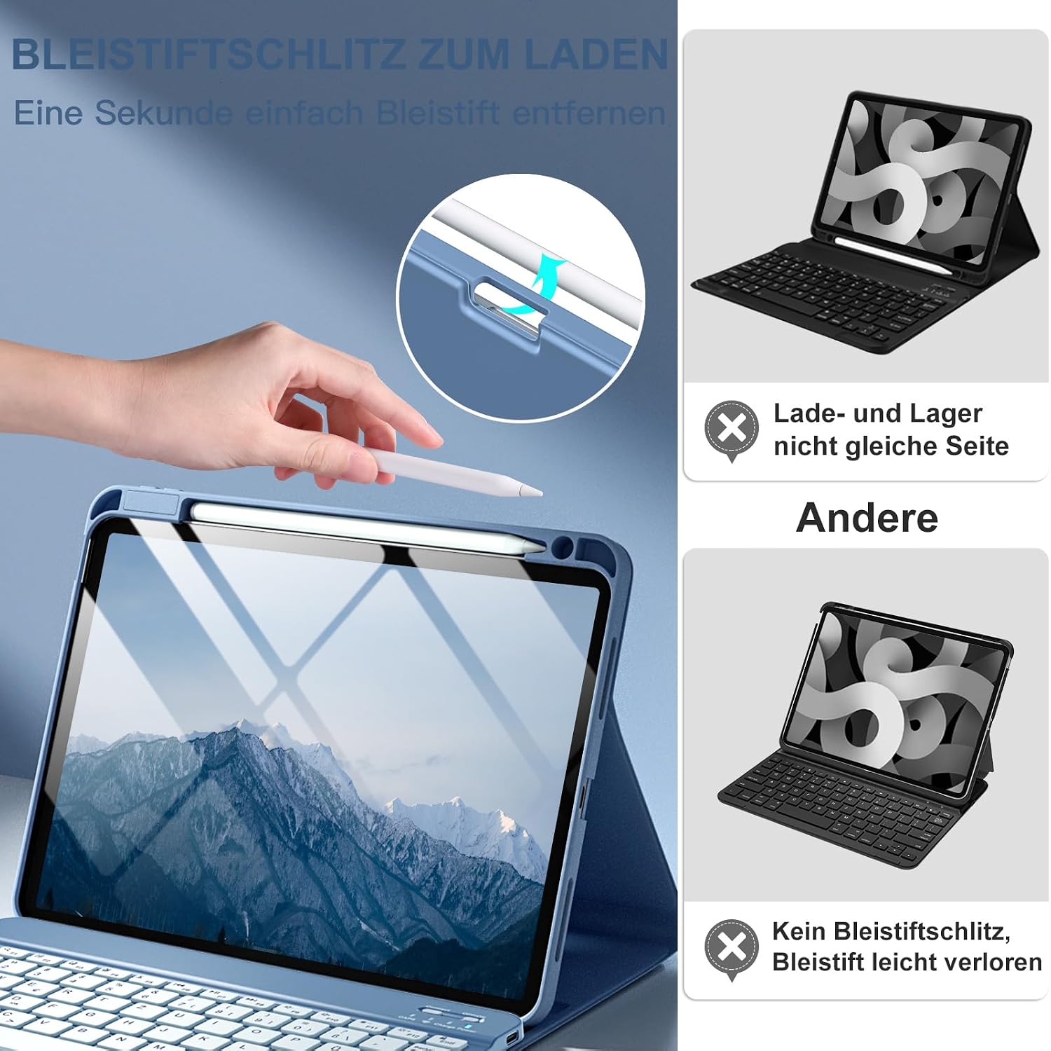 Thumbnail 6 de Vobafe Hülle mit Tastatur iPad Air 11 Zoll Blau