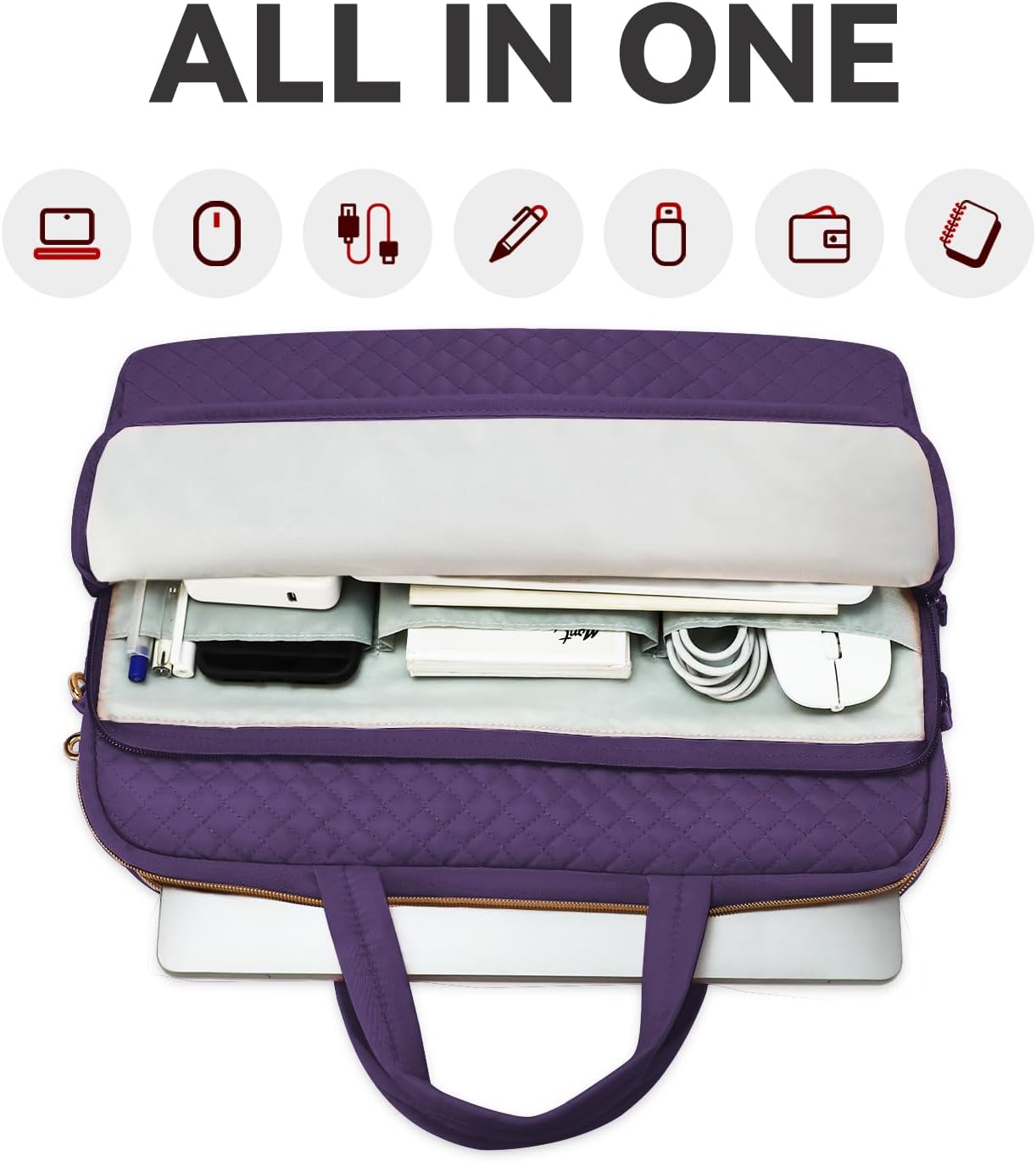 Detalle de Lausiax Laptop Case Bag: Waterproof 14–14.5 inch Sleeve for Everyone, Purple