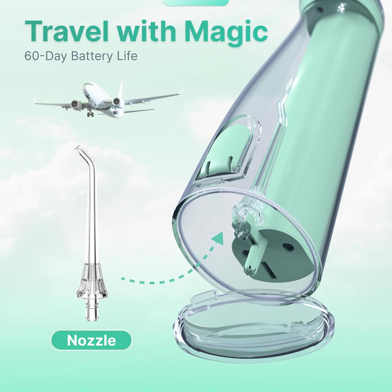 Thumbnail 5 de Cordless Water Flosser Pick for Teeth (Green) with 8 DIY Modes, 7 Jets and 300ml Tank