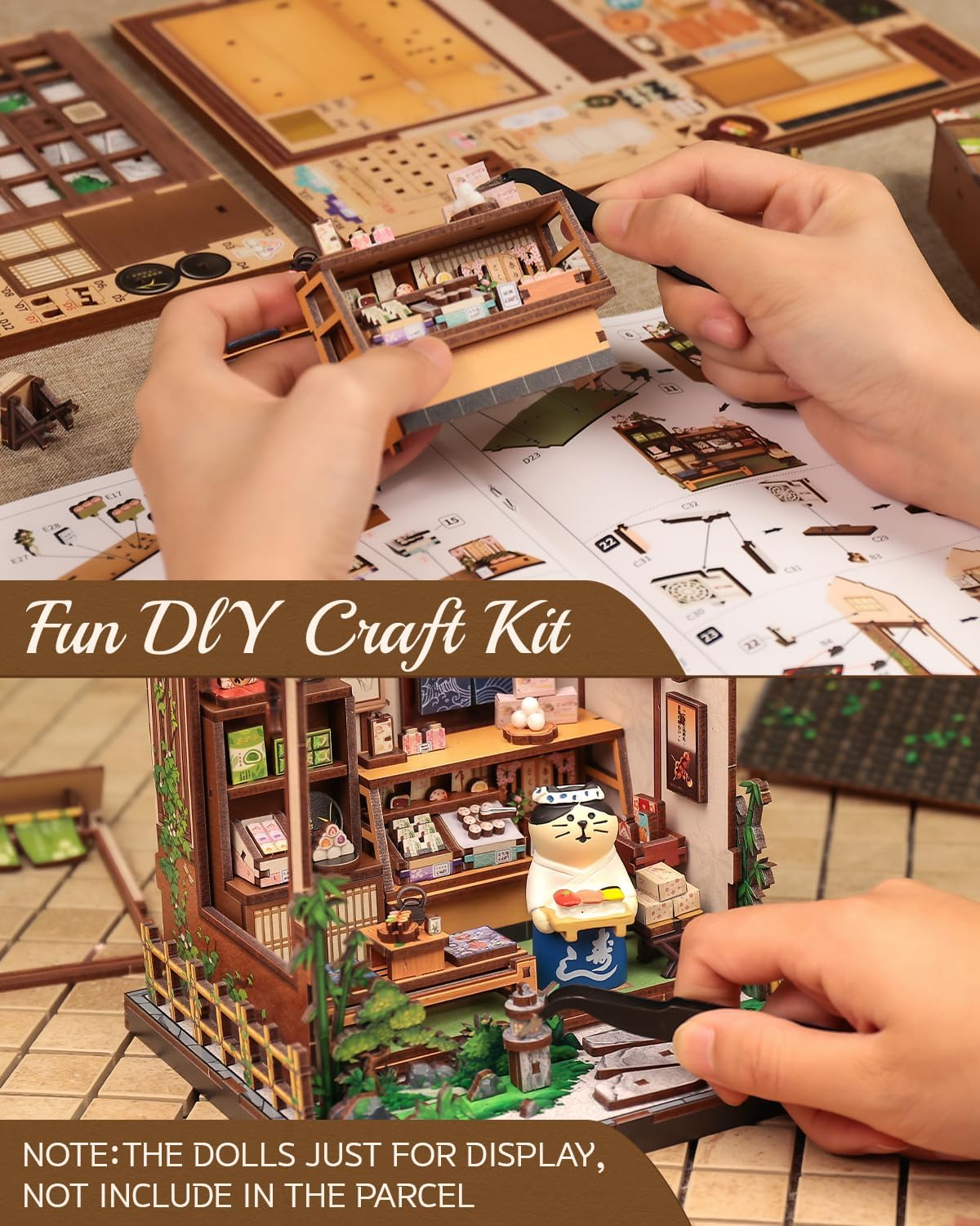 Thumbnail 6 de Cutefun Book Nook DIY: kit “negozio di dolci giapponese” con luci LED, 227 pezzi