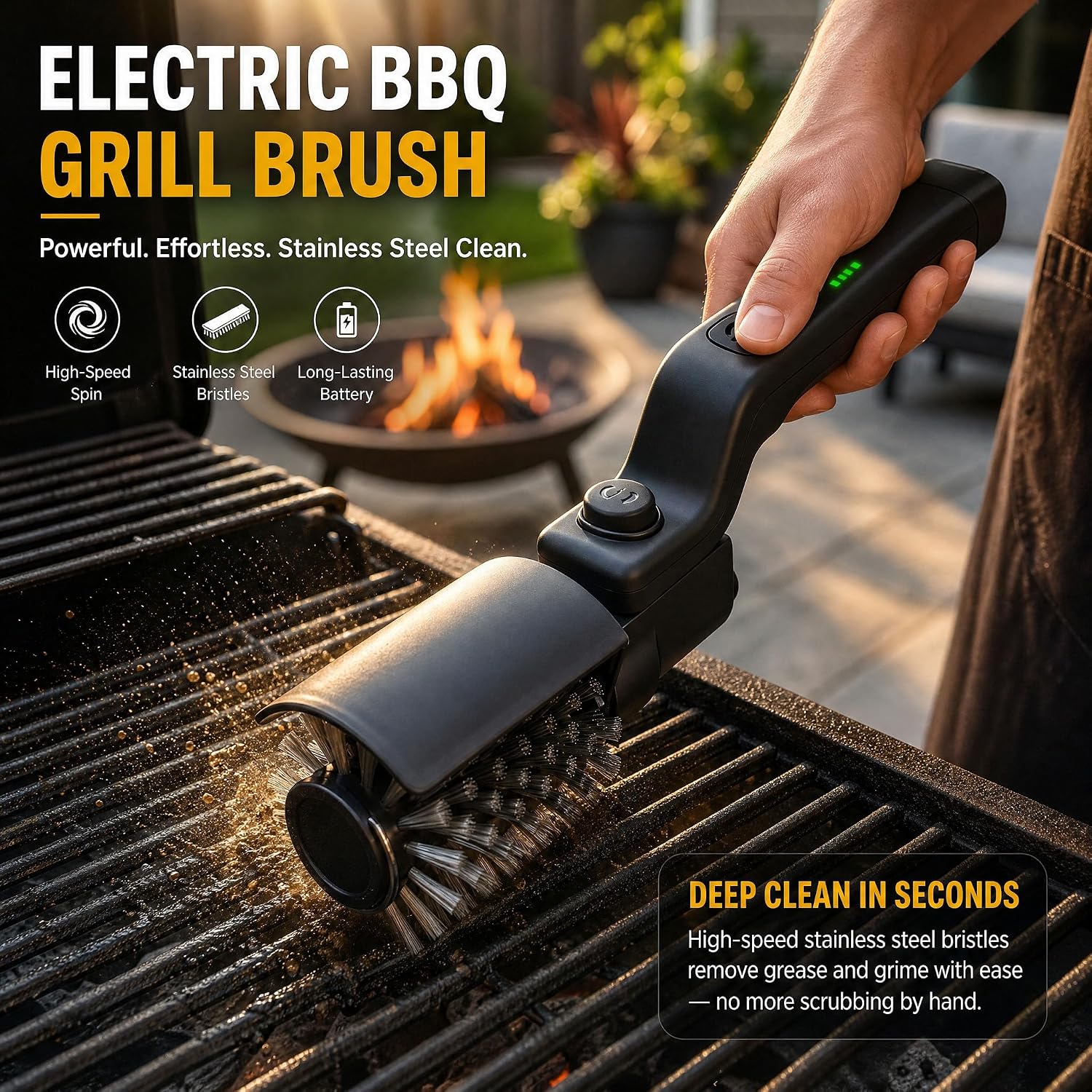 Thumbnail 1 de Spazzola elettrica per barbecue a batteria con testa orientabile 180° – Tre velocità, 90 minuti di autonomia, impermeabile