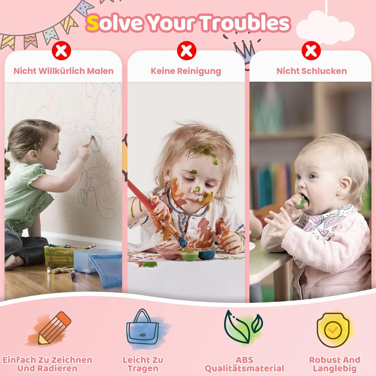 Detalle de Kikidex Magnet-Zeichentafel 1-3 Jahre rosa