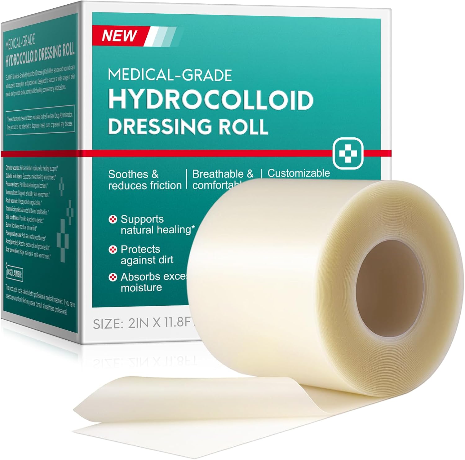 Detalle de Hydrokolloid-Wundverband Rolle 5 cm x 3,6 m – zuschneidbar, wasserfest & selbstklebend, latexfrei