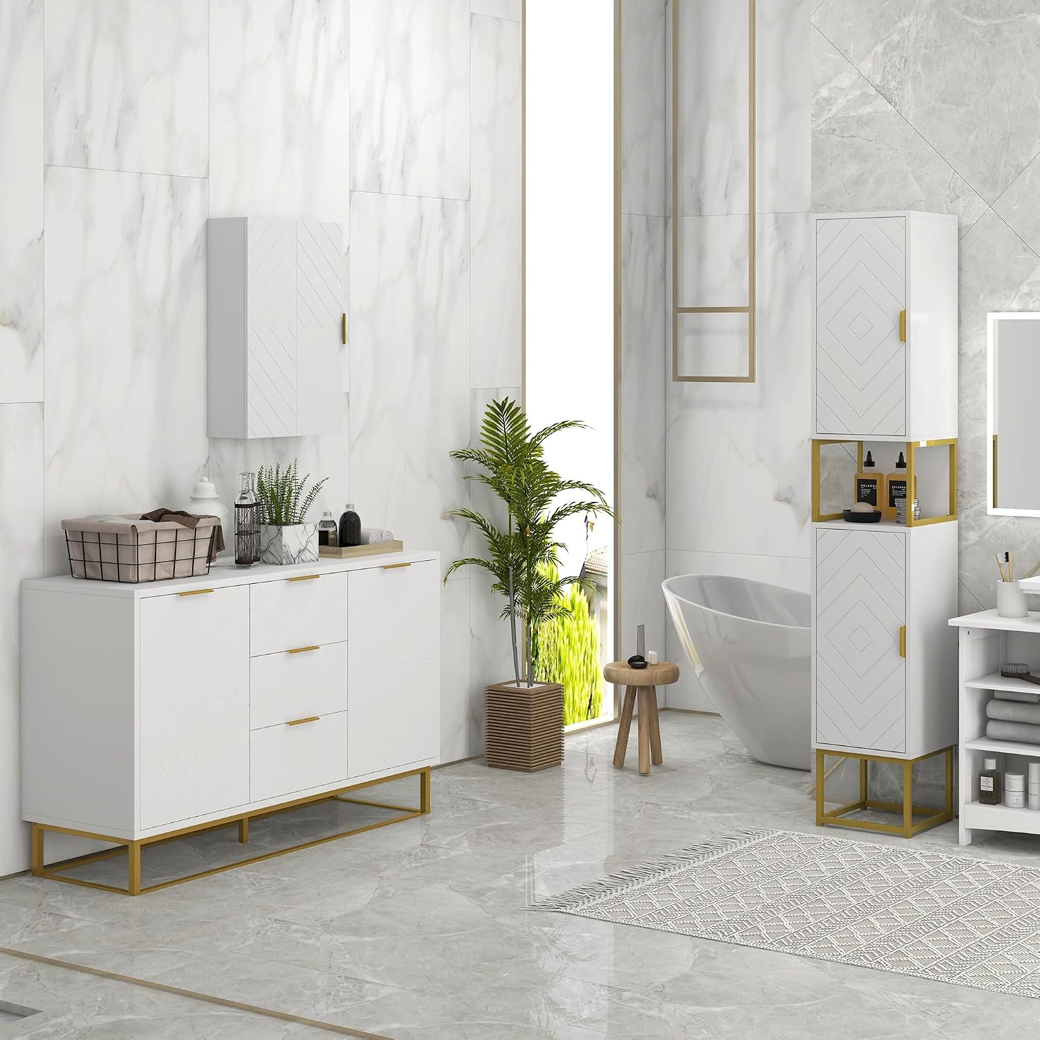 Thumbnail 1 de Kleankin armoire murale de salle de bain avec étagère réglable (40 x 15 x 60 cm)