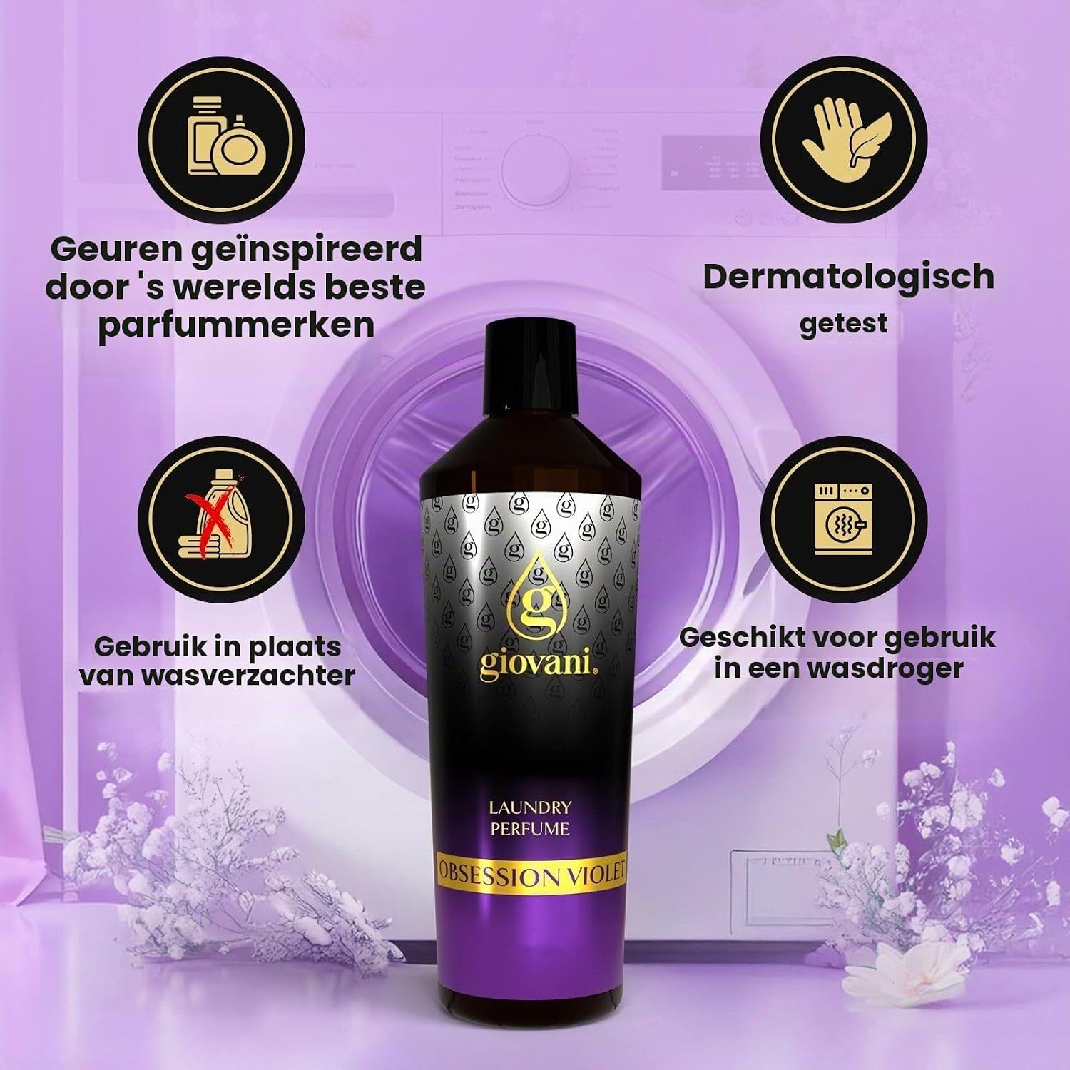 Detalle de Giovani OBSESSION VIOLET wasparfum, 100 ml, bloemige geur en 20 wasbeurten
