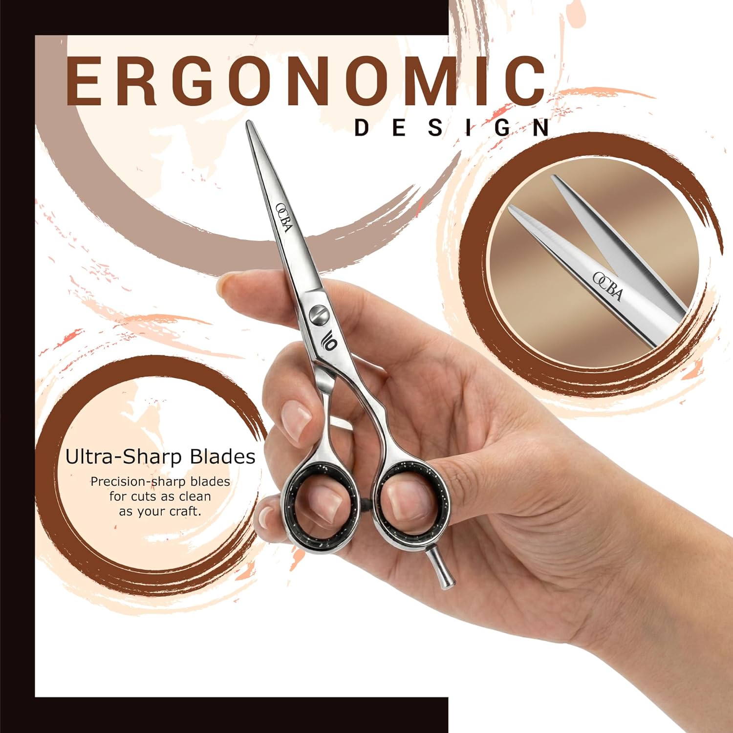 Thumbnail 6 de OCBA Ciseaux de Coiffure Professionnels 6 Pouces en Acier Inoxydable – Pour Hommes, Femmes et Enfants