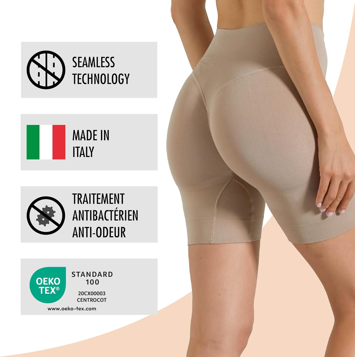 Detalle 1 de Risalti Guaia Modellante Push Up corrigerende damesshort van microvezel, naadloos