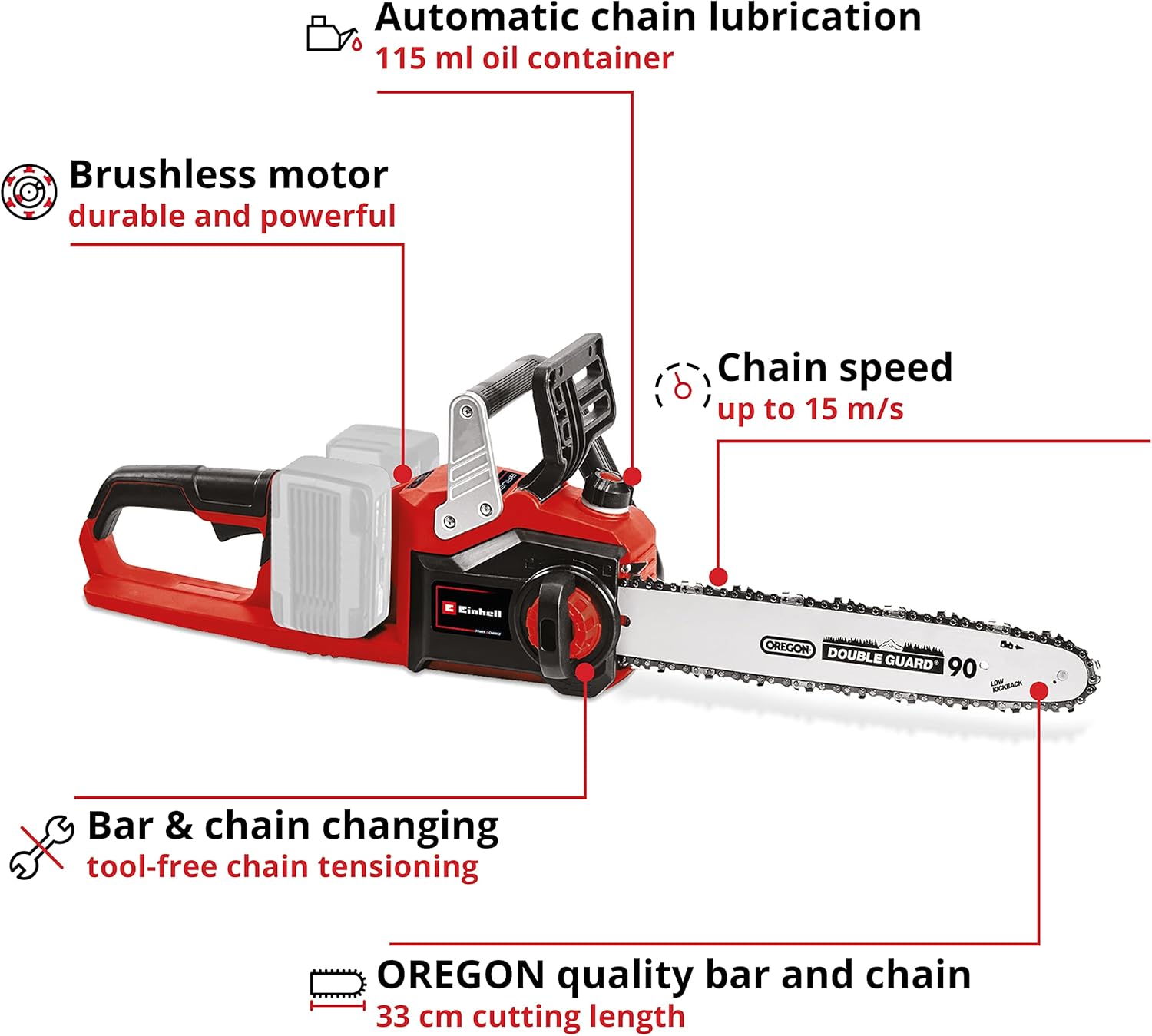 Thumbnail 2 de Einhell Cordless Chainsaw 36V Power X-Change, 14 Inch with Oregon Bar – Cordless Cutting Power