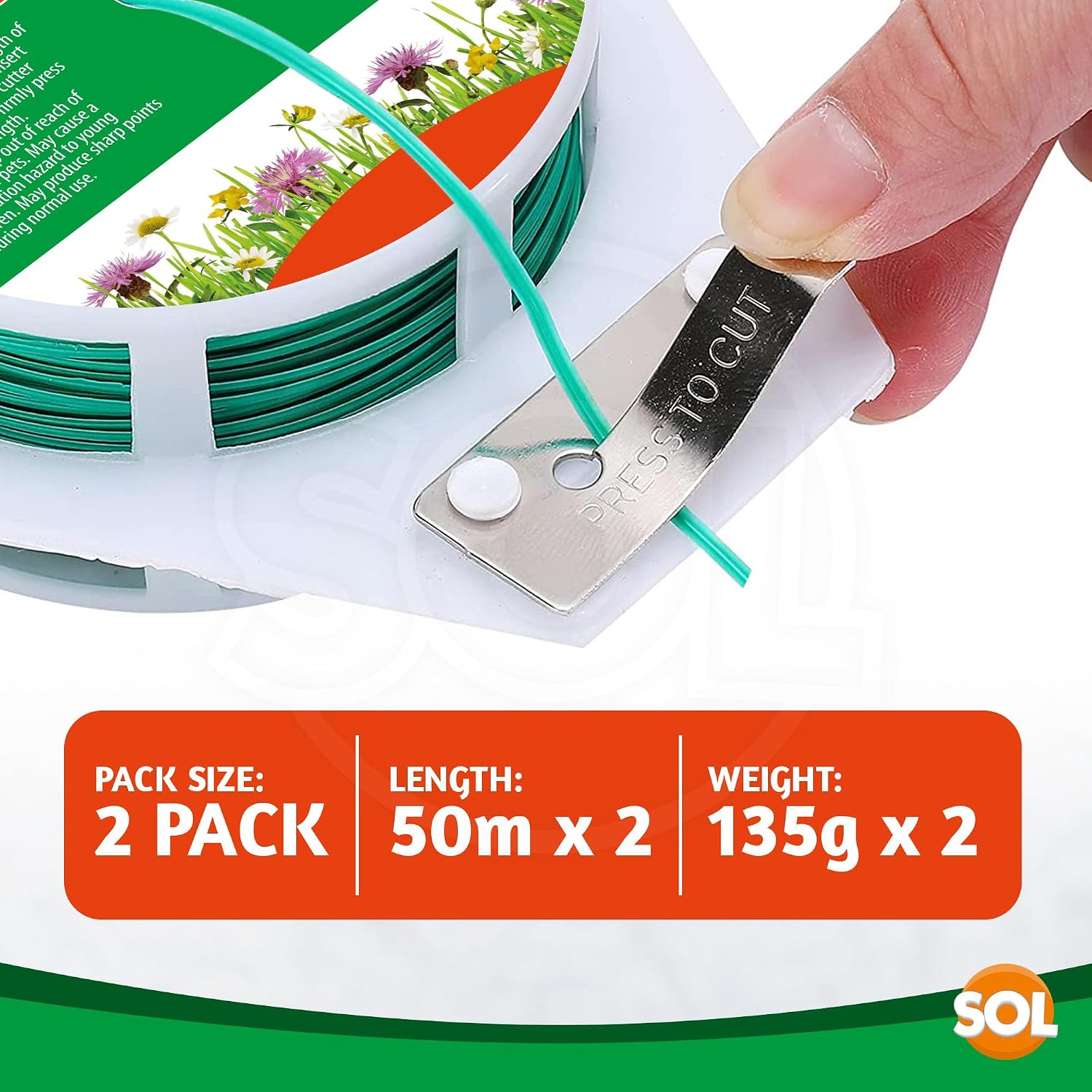 Detalle 2 de SOL 100m Garden Wire (2 x 50m) with Dispenser & Built-In Cutter